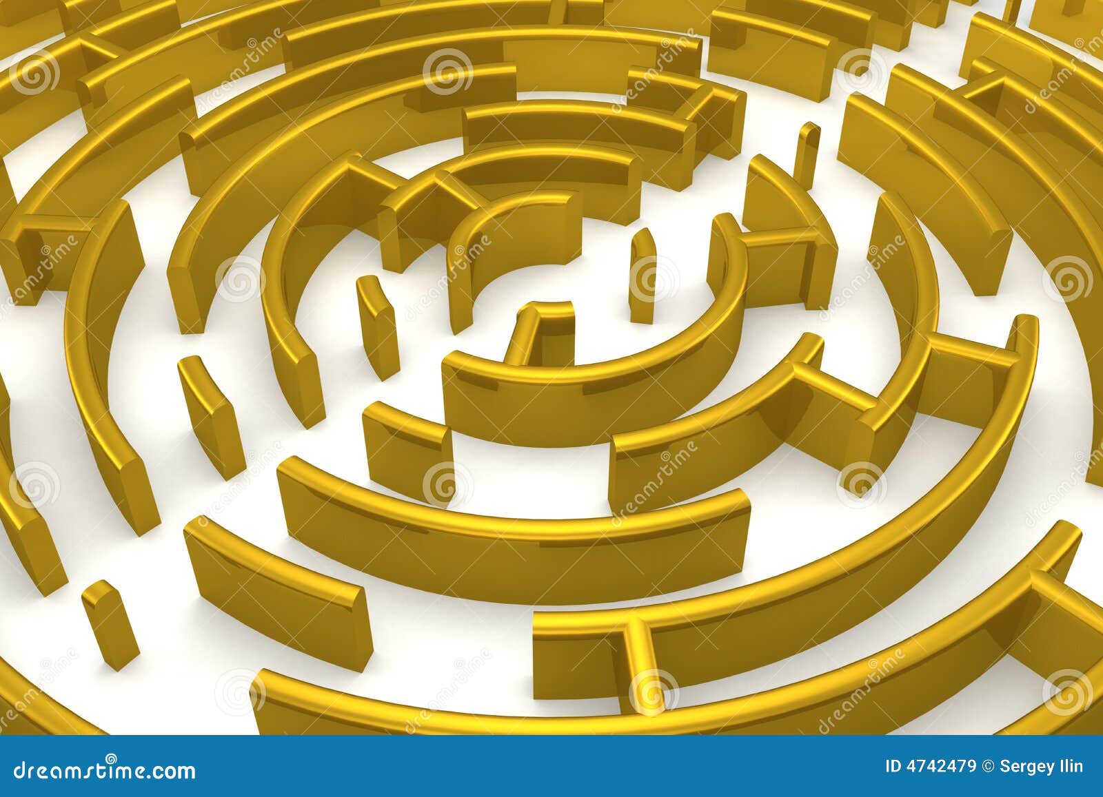 The Gold Labyrinth with Reflection. Stock Illustration Illustration