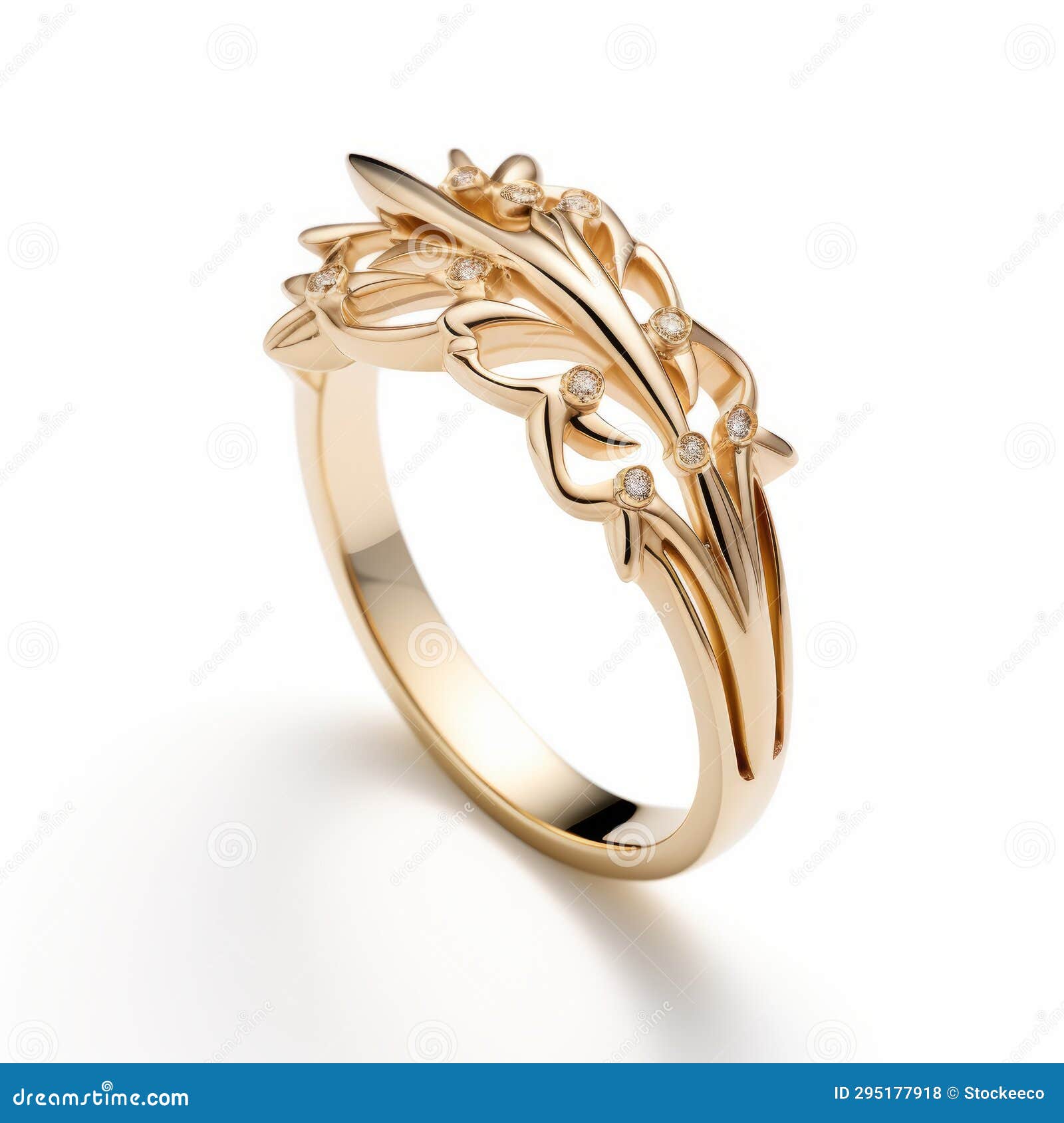 gold leaf ring gmro192 - unique  inspired by nature and royalty