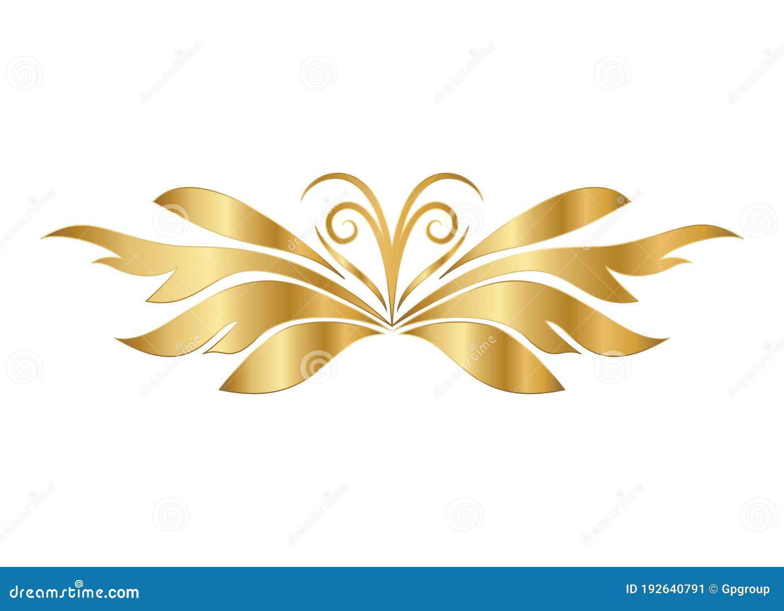 Gold Leaves Shaped Ornament with Curves Vector Design Stock Vector -  Illustration of card, emblem: 192640791