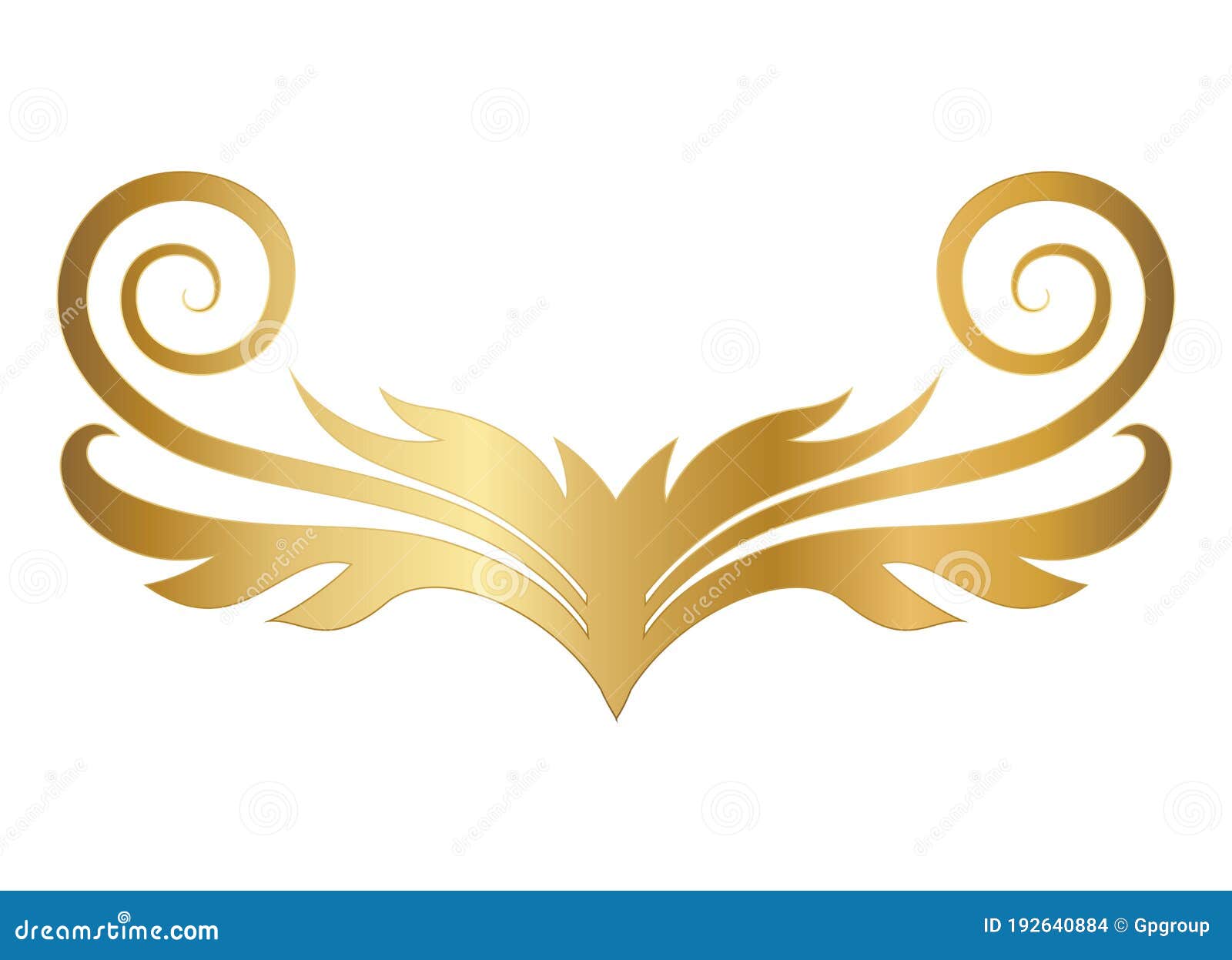 Gold Leaves Shaped Ornament with Curves Vector Design Stock Vector -  Illustration of curves, heraldy: 192640884