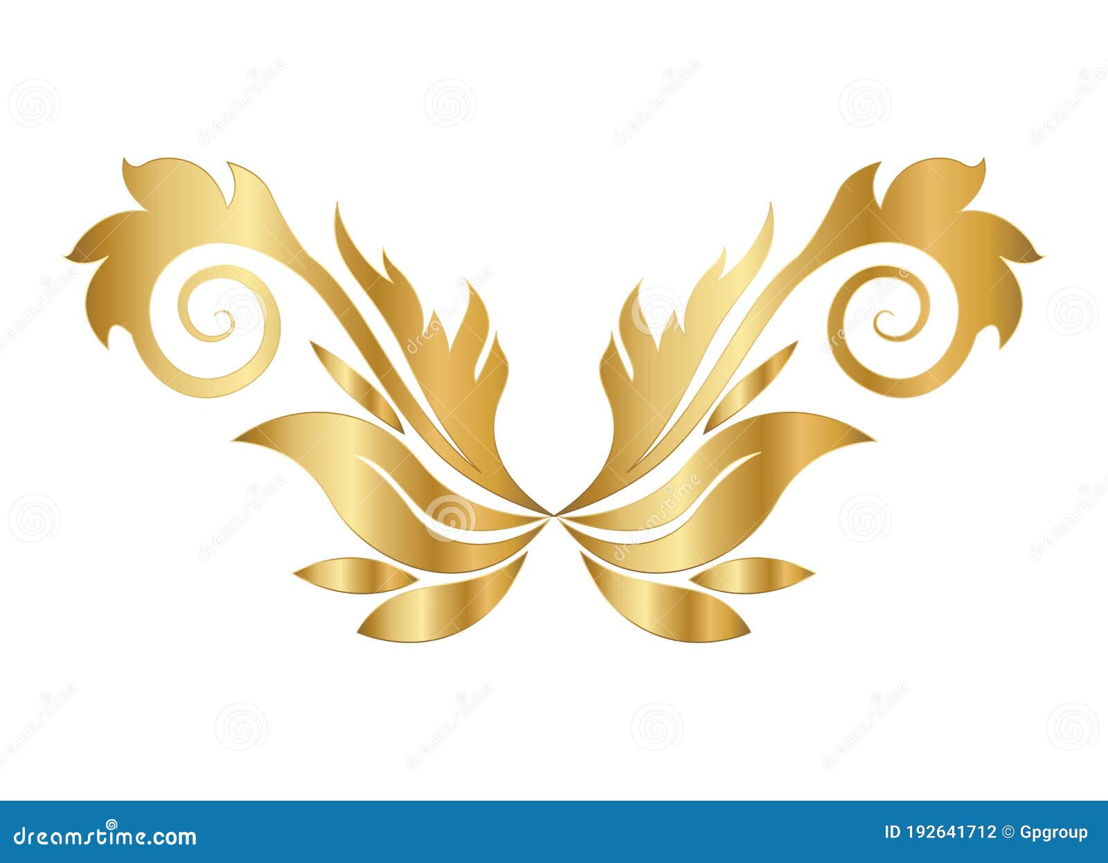 Gold Leaves Shaped Ornament with Curves Vector Design Stock Vector -  Illustration of symbol, element: 192641712