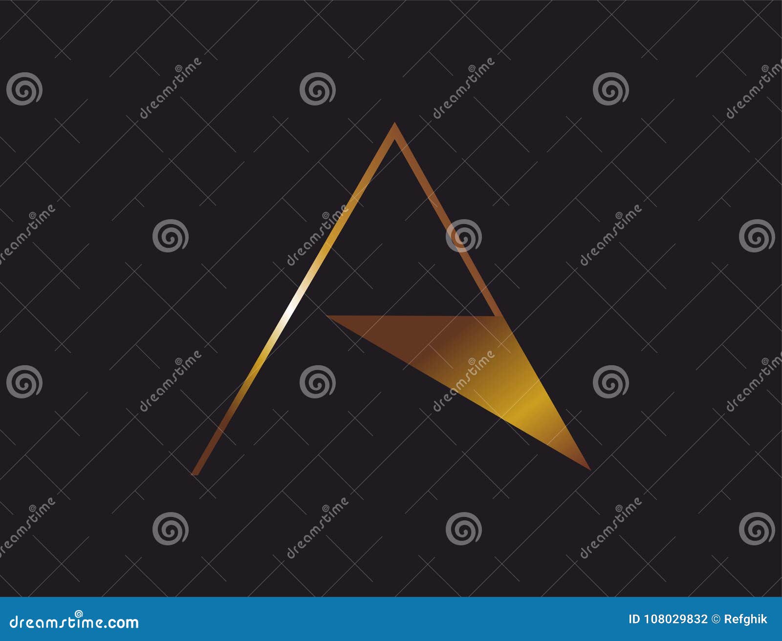 Gold Letter a on Black Background Stock Illustration Illustration of