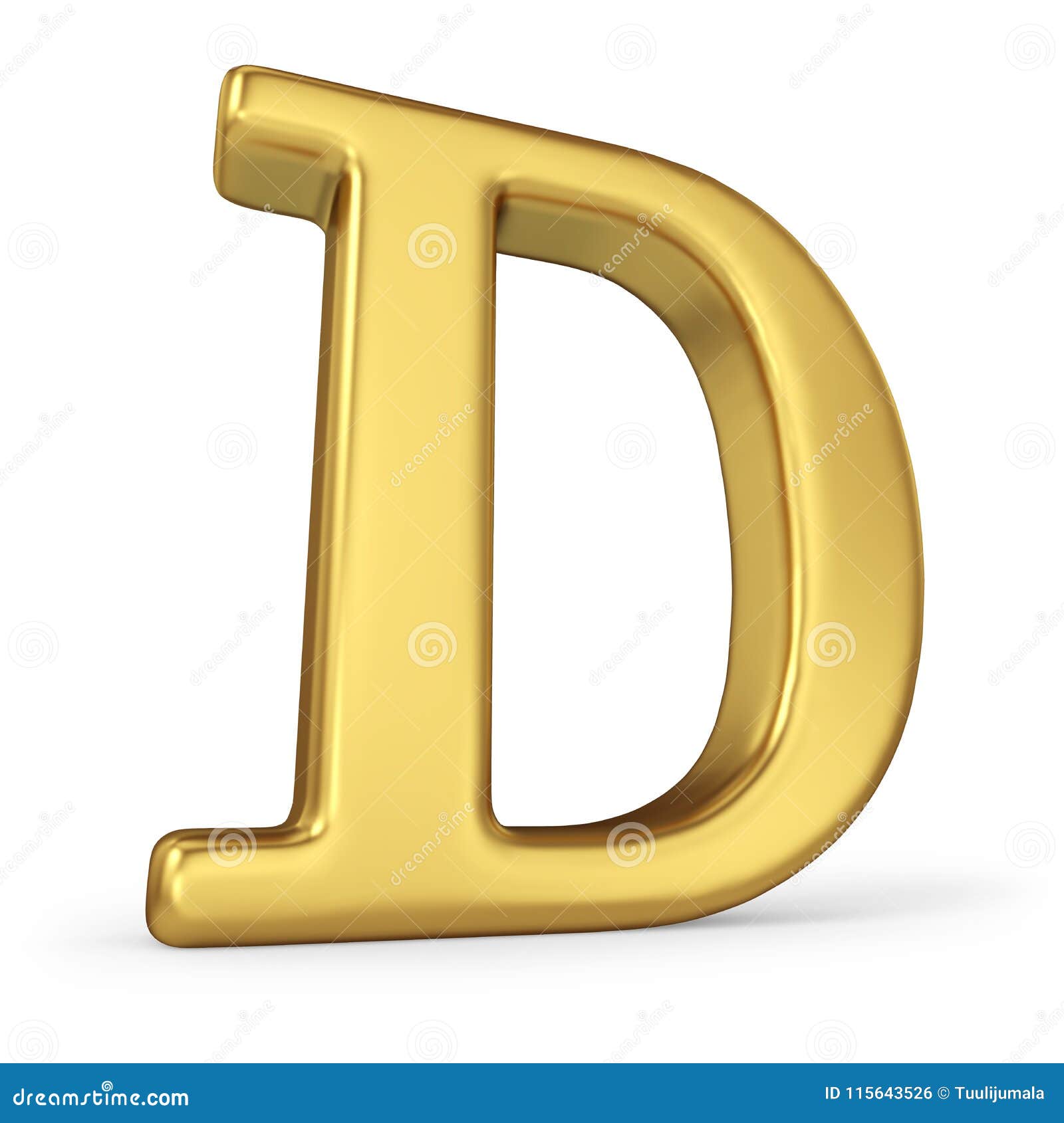 Gold Letter D Isolated on White Stock Illustration - Illustration of ...