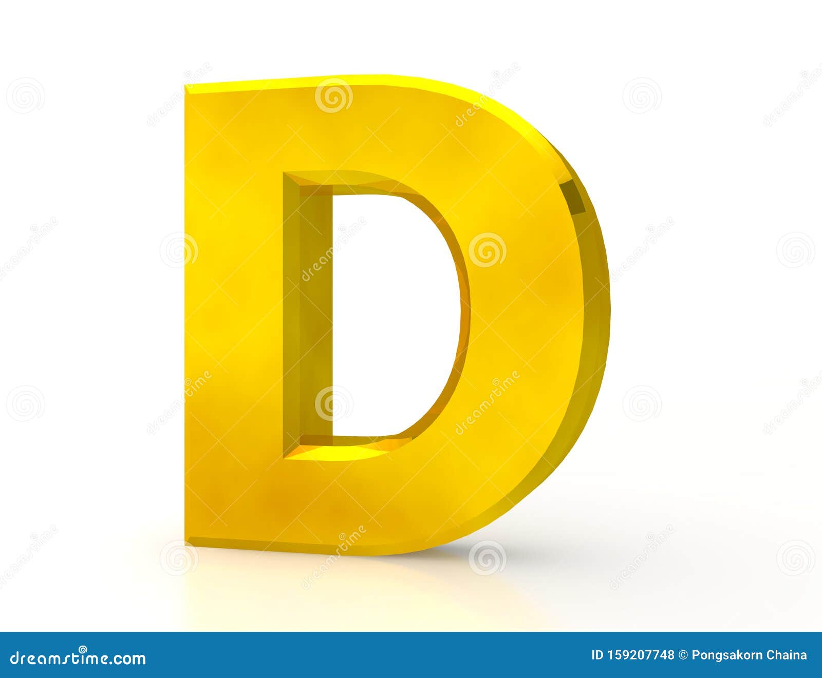 The Gold Letter D Isolated on White Background 3d Rendering Stock ...