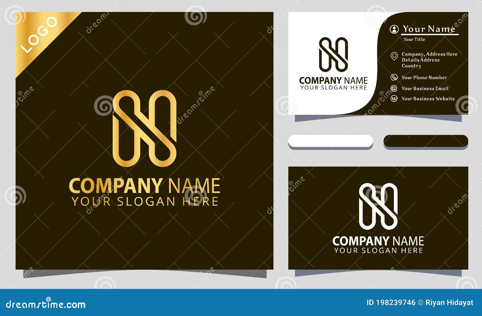 gold letter n fasion logo   illustrator, business card