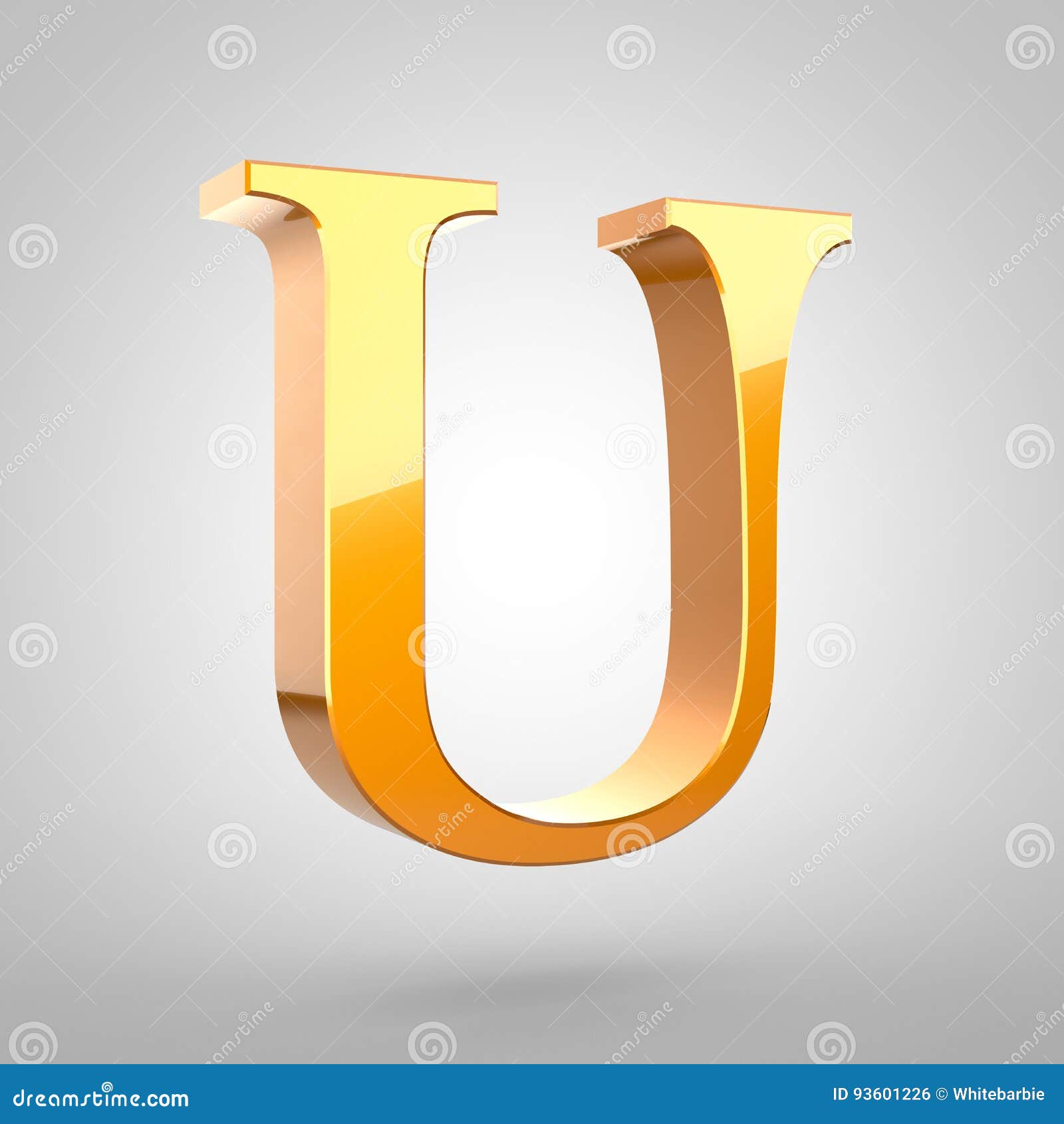 Gold Letter U Uppercase Isolated On White Background Stock Illustration
