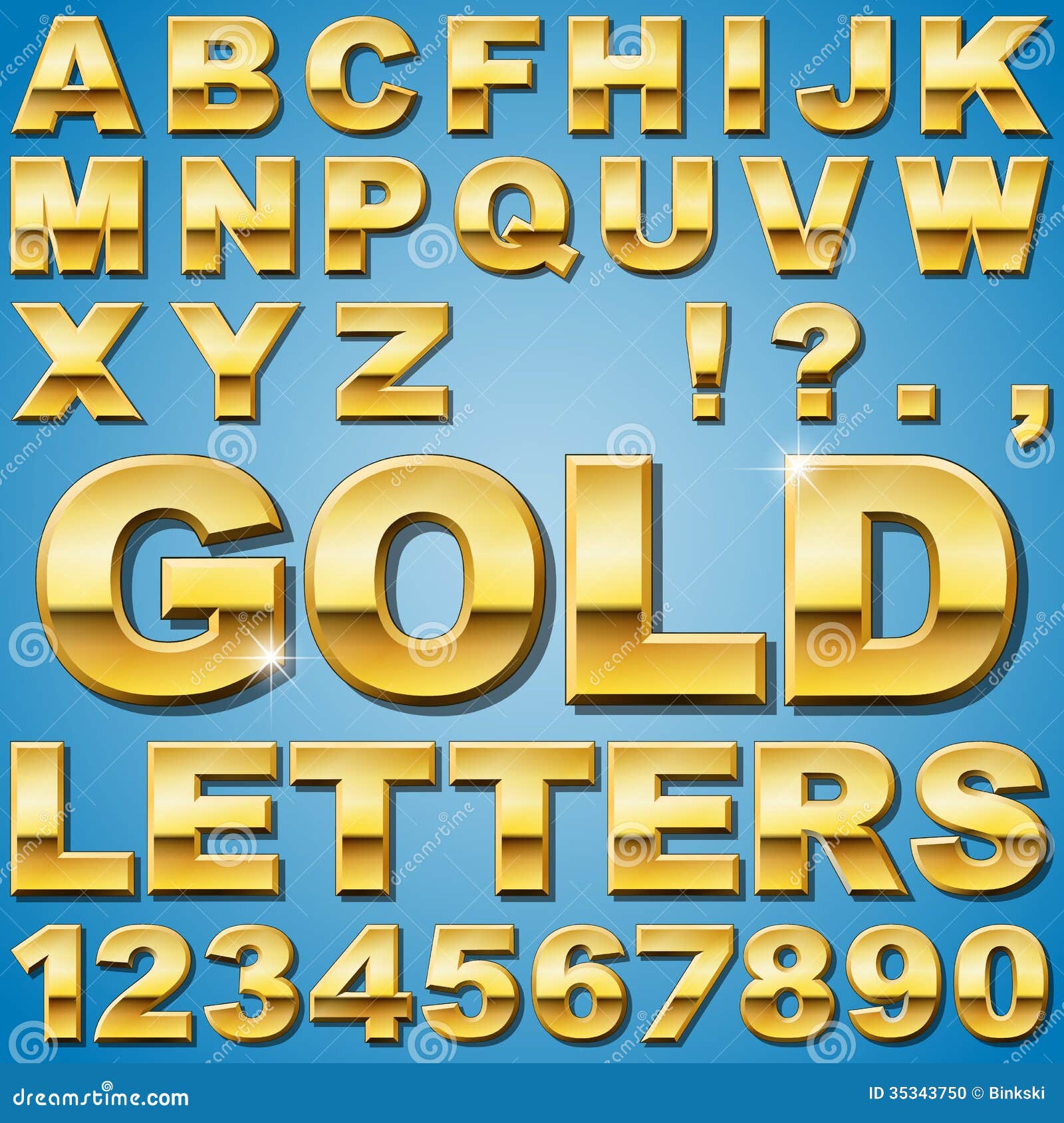 Gold Letters stock vector. Illustration of shiny, metallic - 35343750
