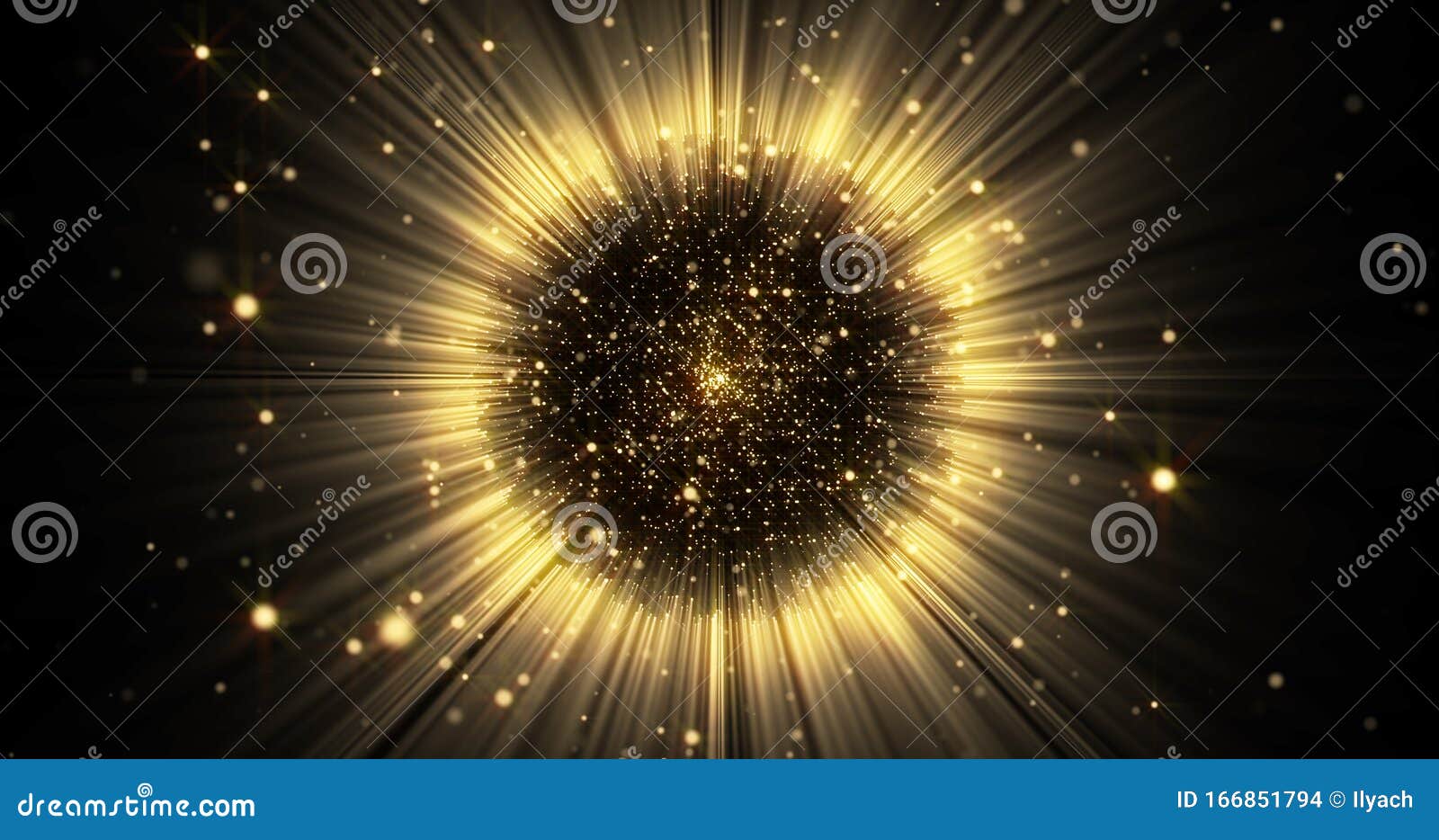 gold light sphere ball with glitter sparkles burst and glowing shimmer radiance explosion burst. magic glow sphere emitting golden