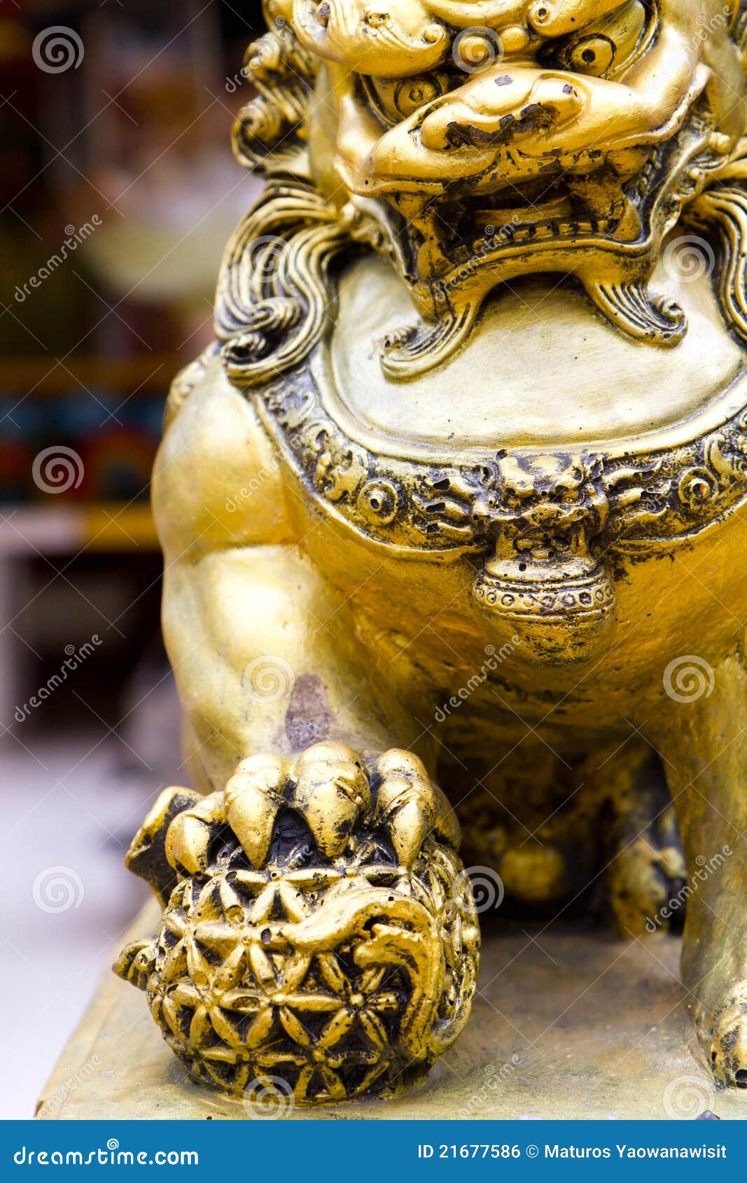 Gold lion statute stock photo. Image of ancient, asian 21677586