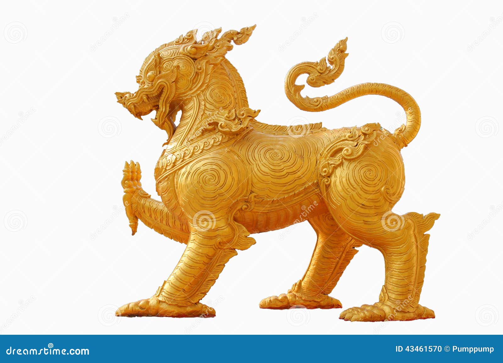 Gold Lion On White Background Stock Photo - Image of antique, golden