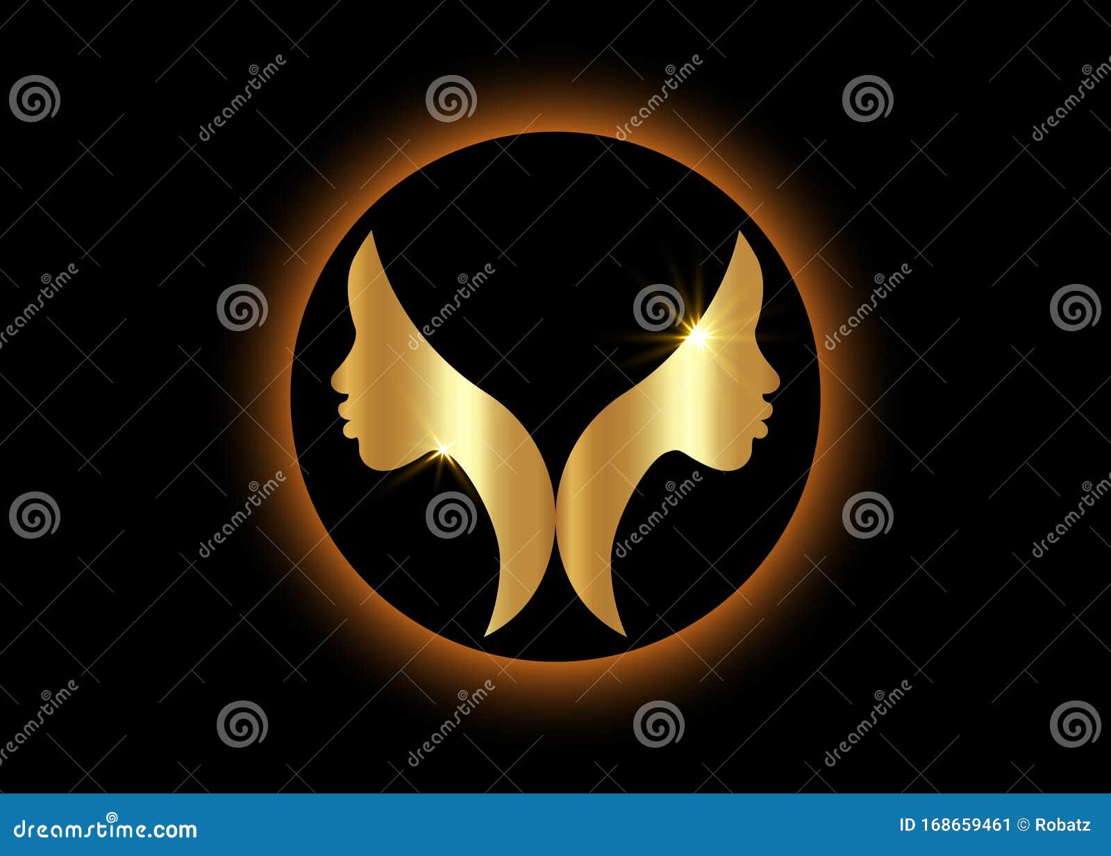 Gold Logo Round Design African American Woman Face Profile. Golden Women  Profile Silhouette on the Black Background Stock Vector - Illustration of  concept, afro: 168659461