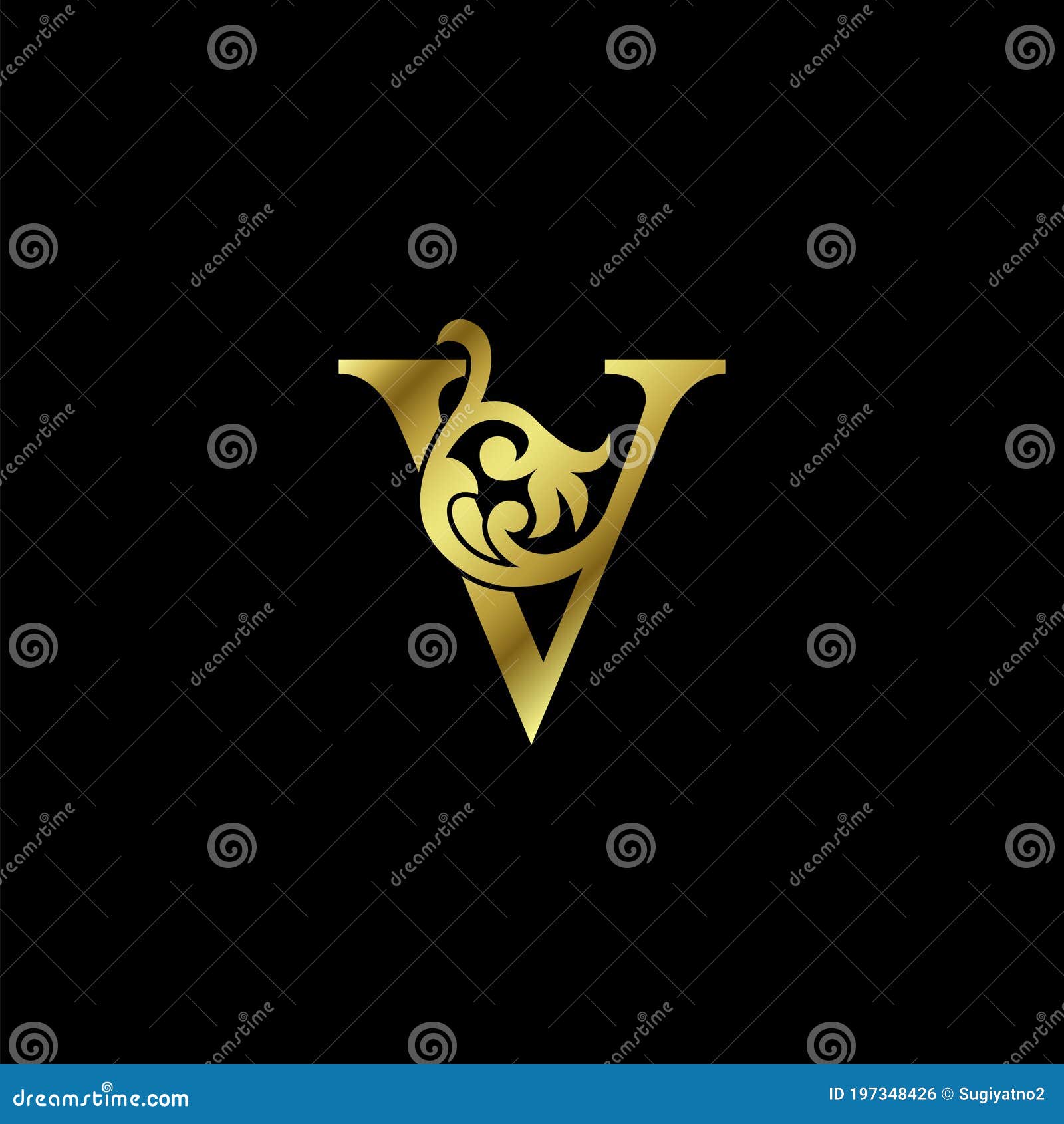 Gold Luxury - Letra V Logotipo De Ornamento Monograma Alfabético