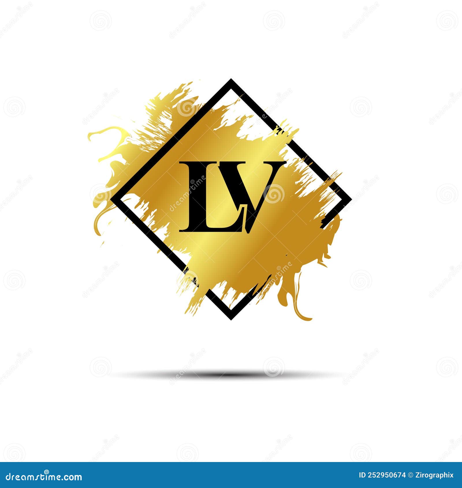 Gold LV Logo Symbol Vector Art Design Stock Illustration