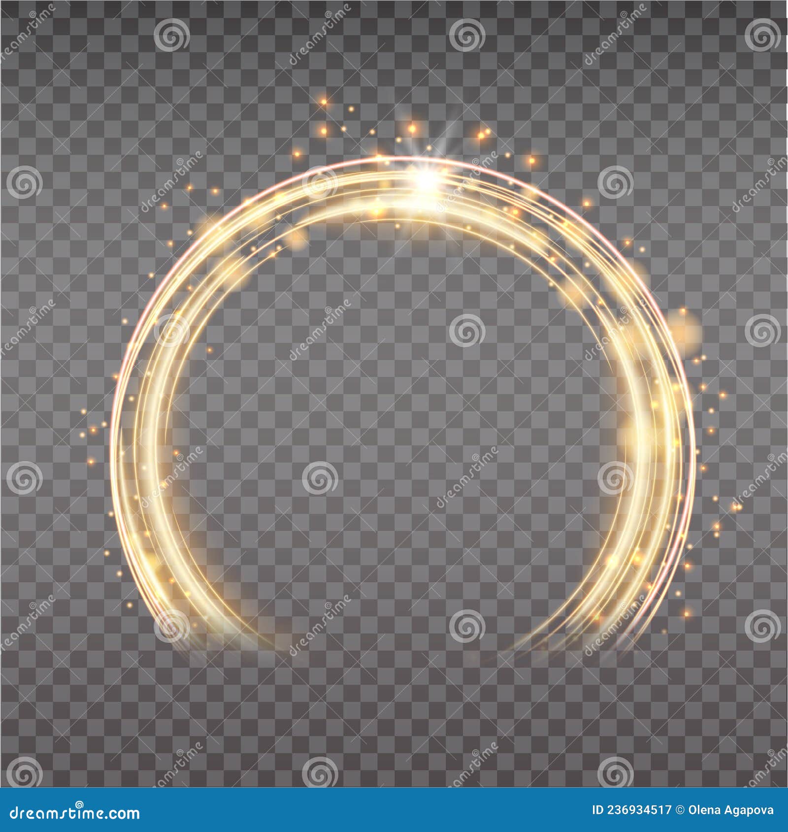 gold magic arc. abstract magic light effect. luminous neon lines with flying lights.