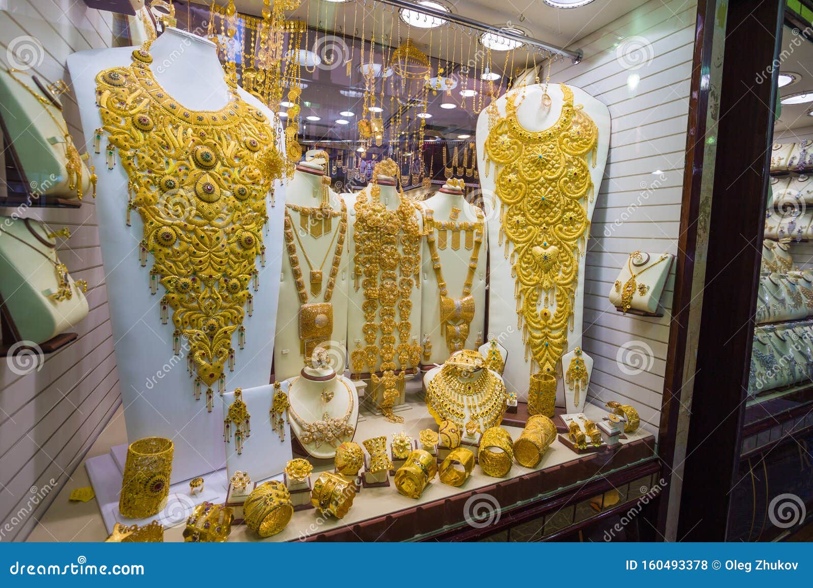 Gold market in Duba stock photo. Image of decoration - 160493378