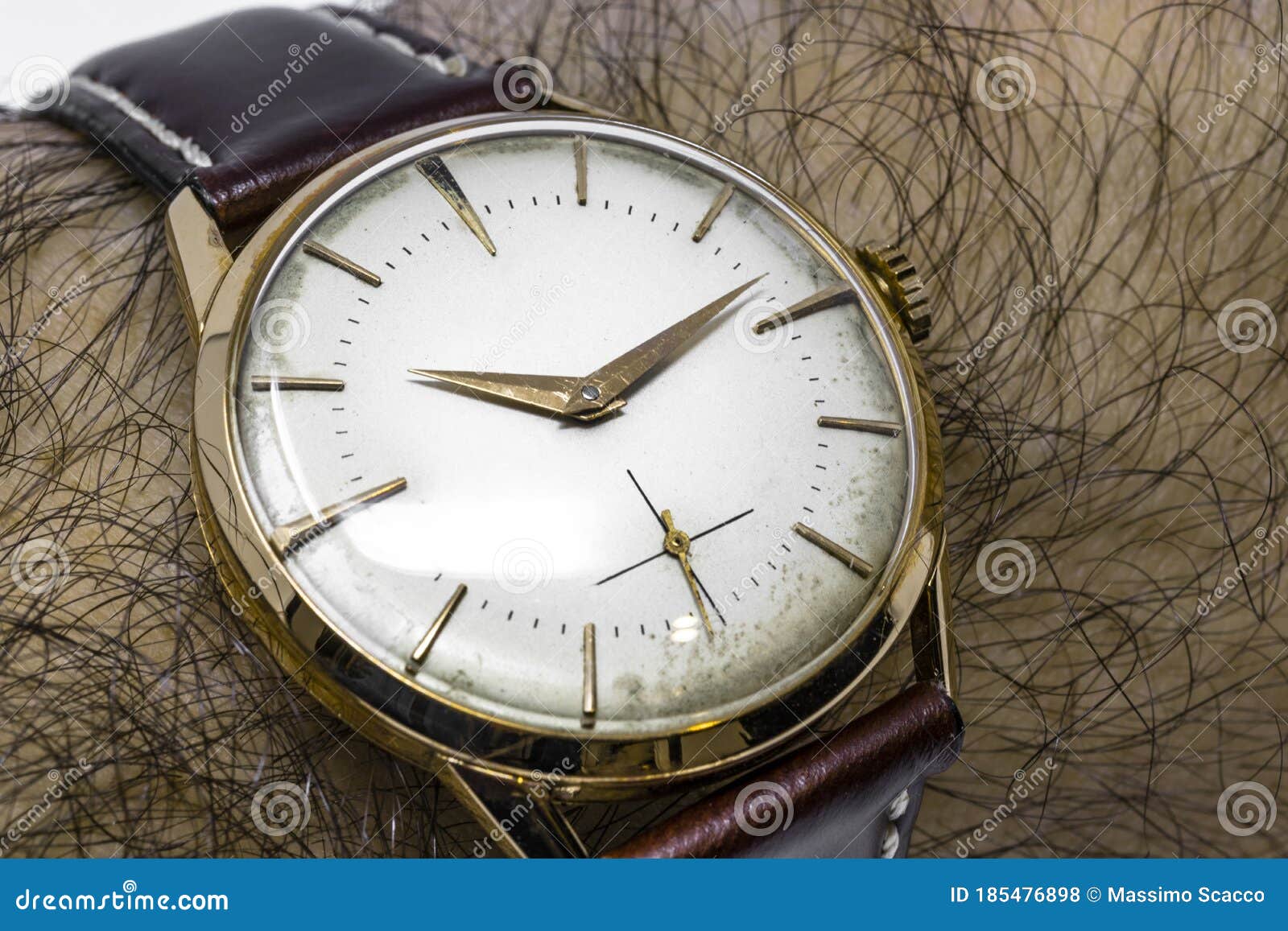 Gold Mechanical Wristwatch with Manual Winding Stock Photo - Image of ...