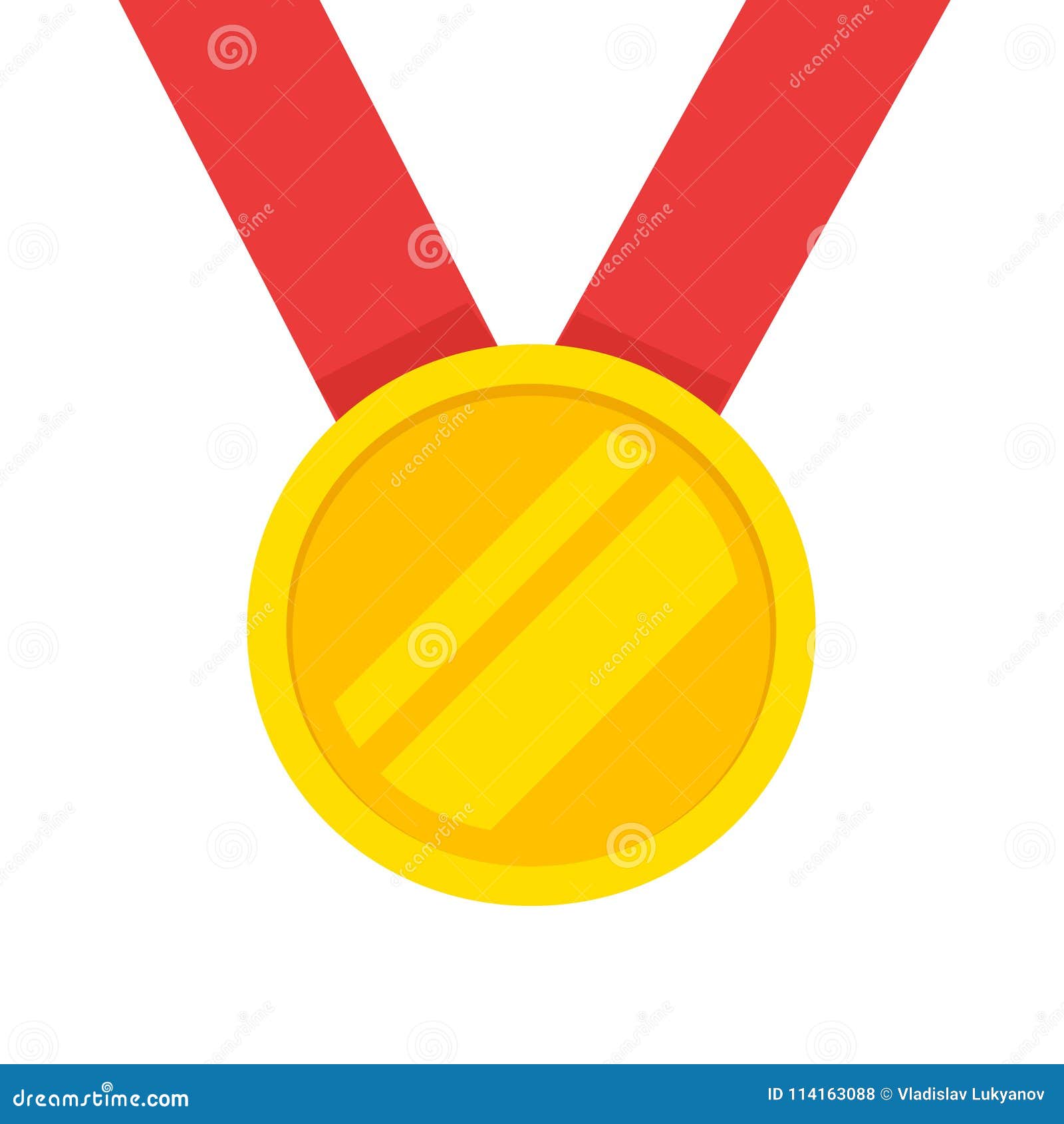 Gold Medal with Red Ribbon Vector Icon, Flat Cartoon Golden Medallion Award  Hanging Isolated on White Clipart Stock Vector - Illustration of badge,  empty: 114163088