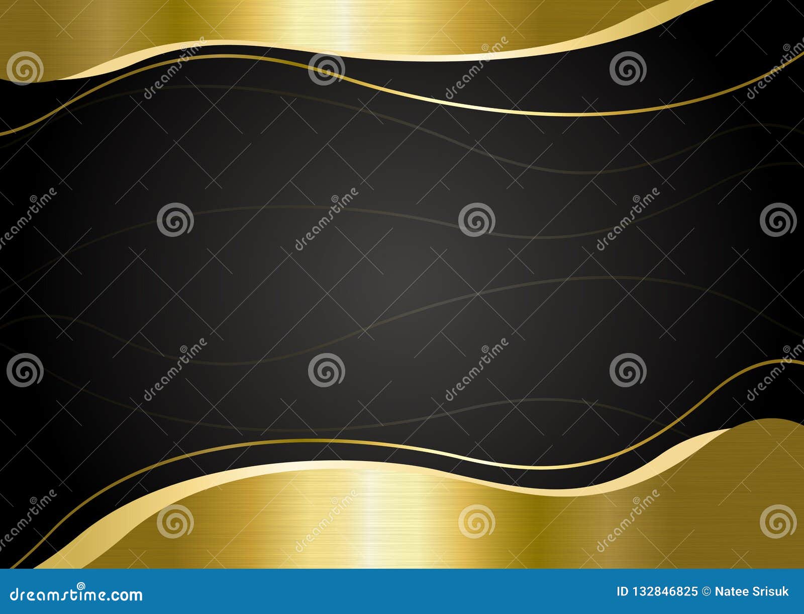 Gold Metal Banner on Black Background Vector Illustration Stock Vector
