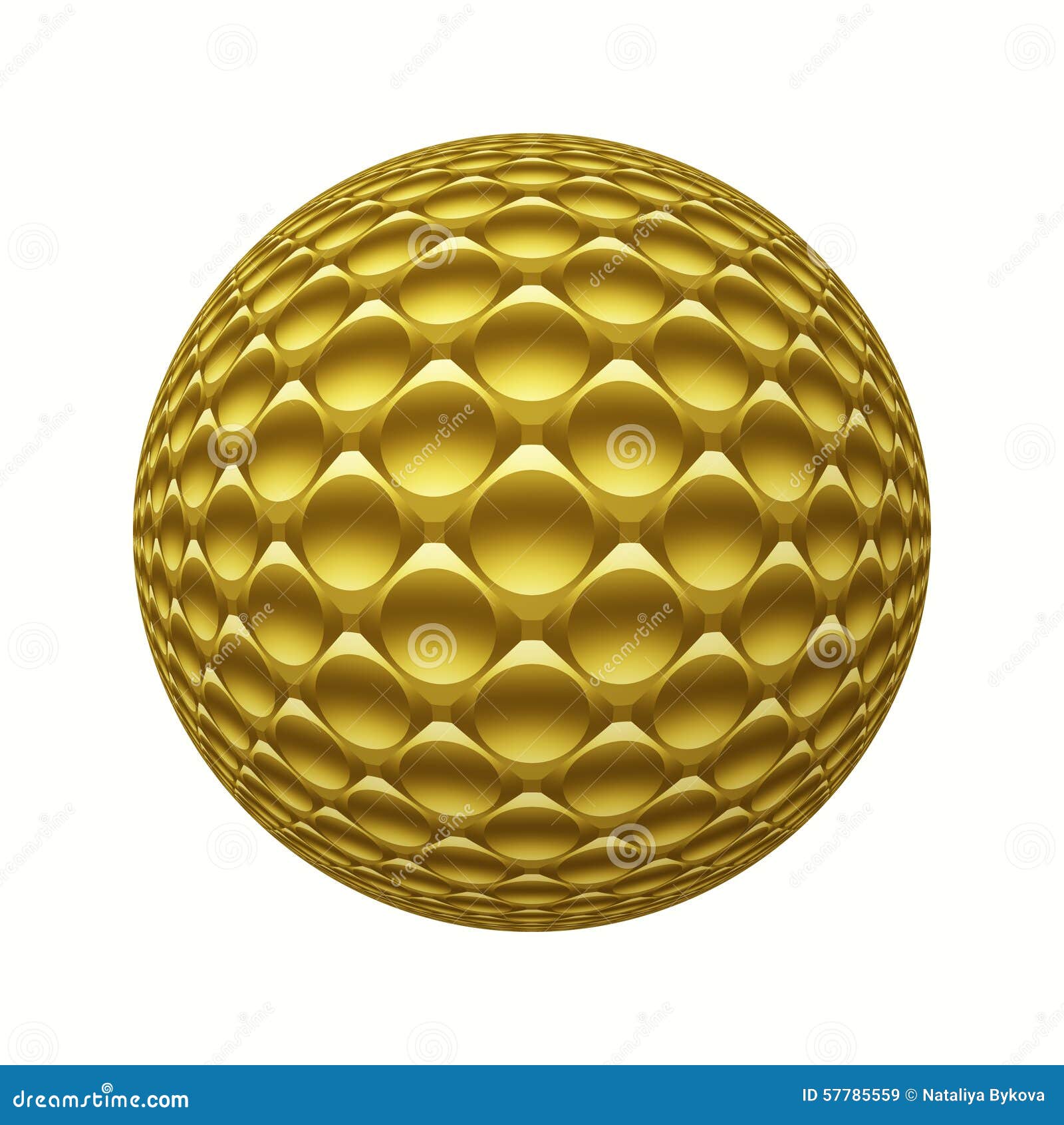 Gold Metal 3D Sphere with Circles Pattern Isolated on White Stock ...