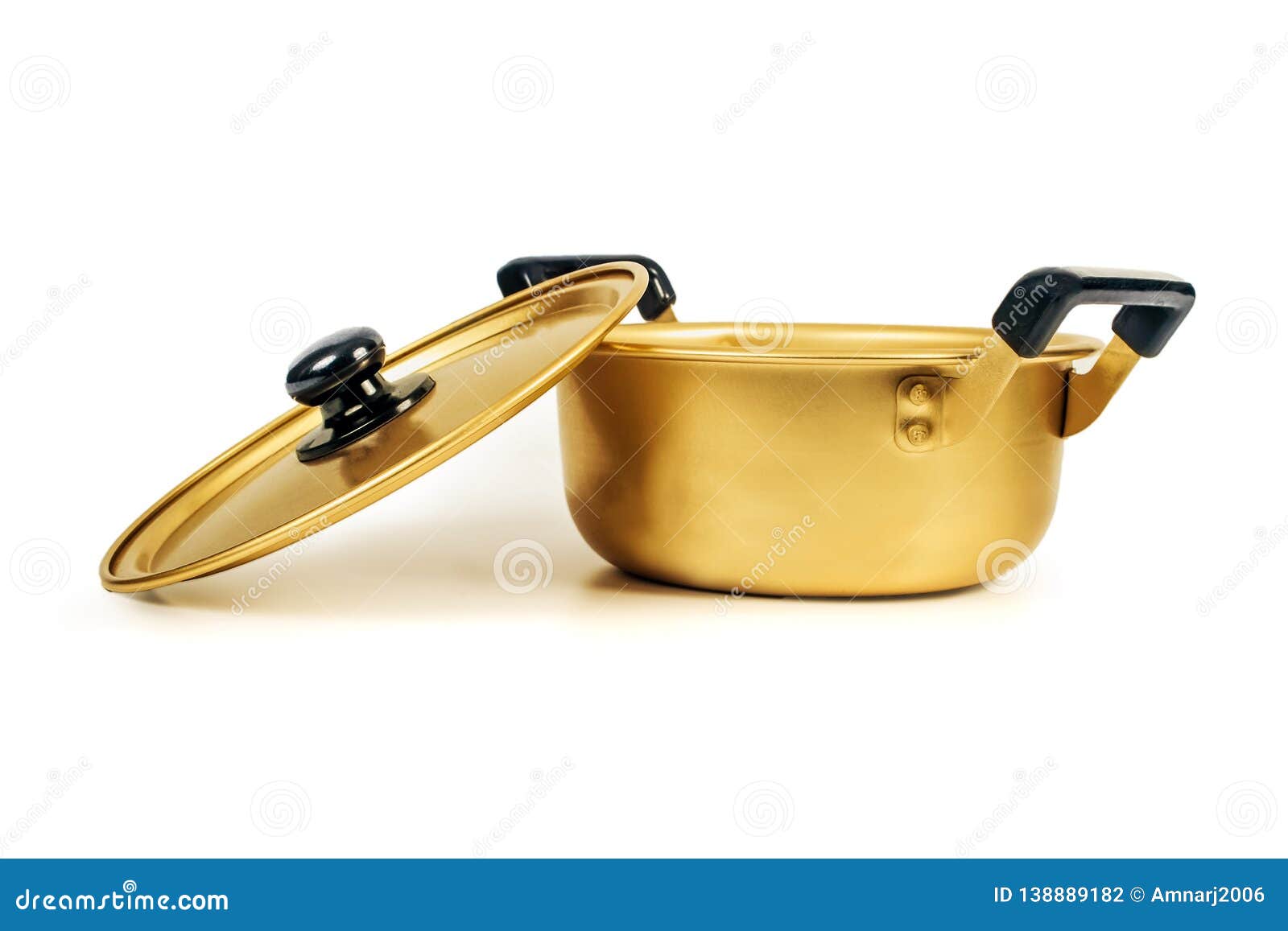 Gold Metallic Pot Kitchenware on White Stock Photo   Image of ...