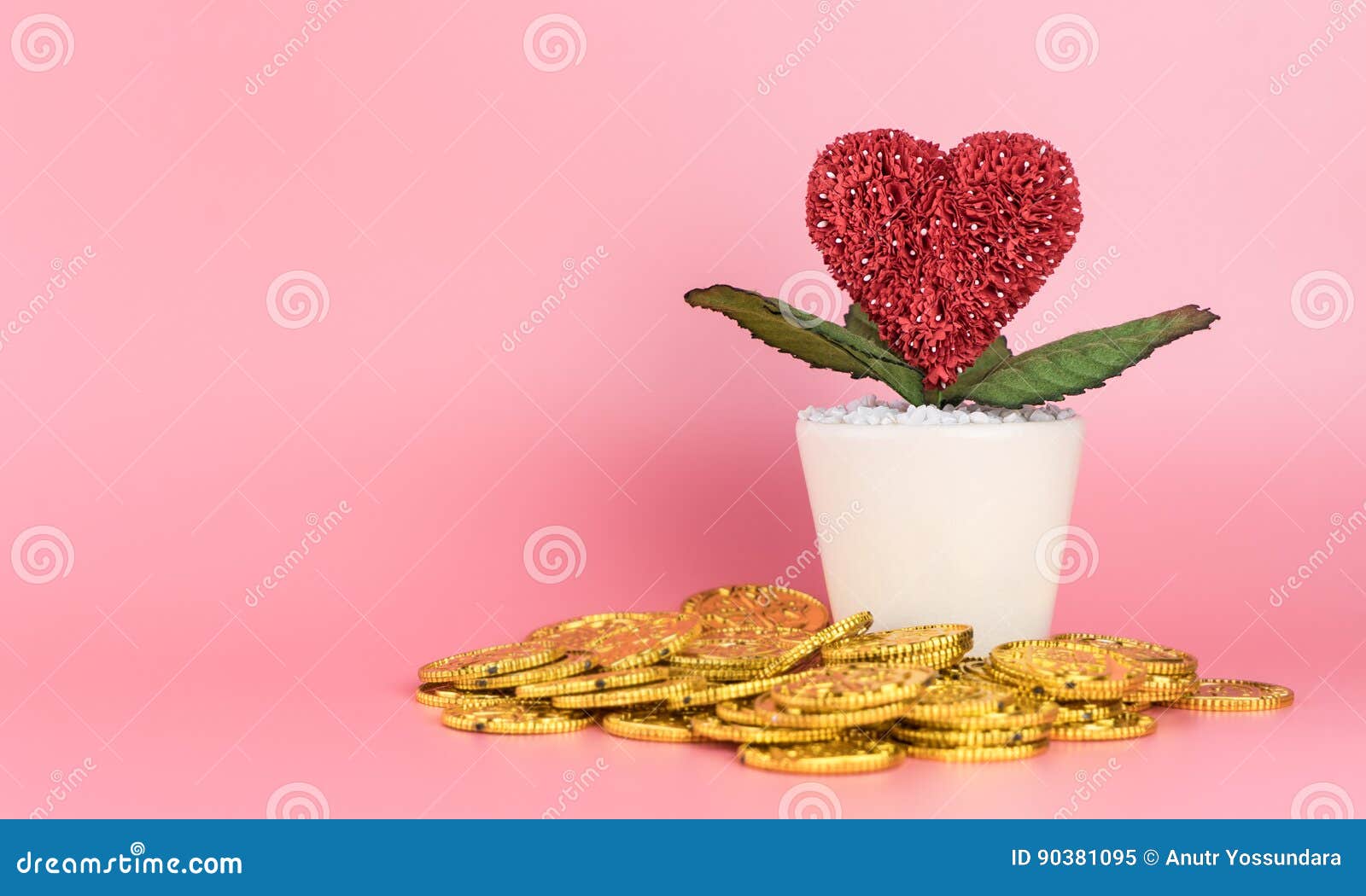 Gold Money Makes Love Flower Grows Concept Stock Image Image of penny