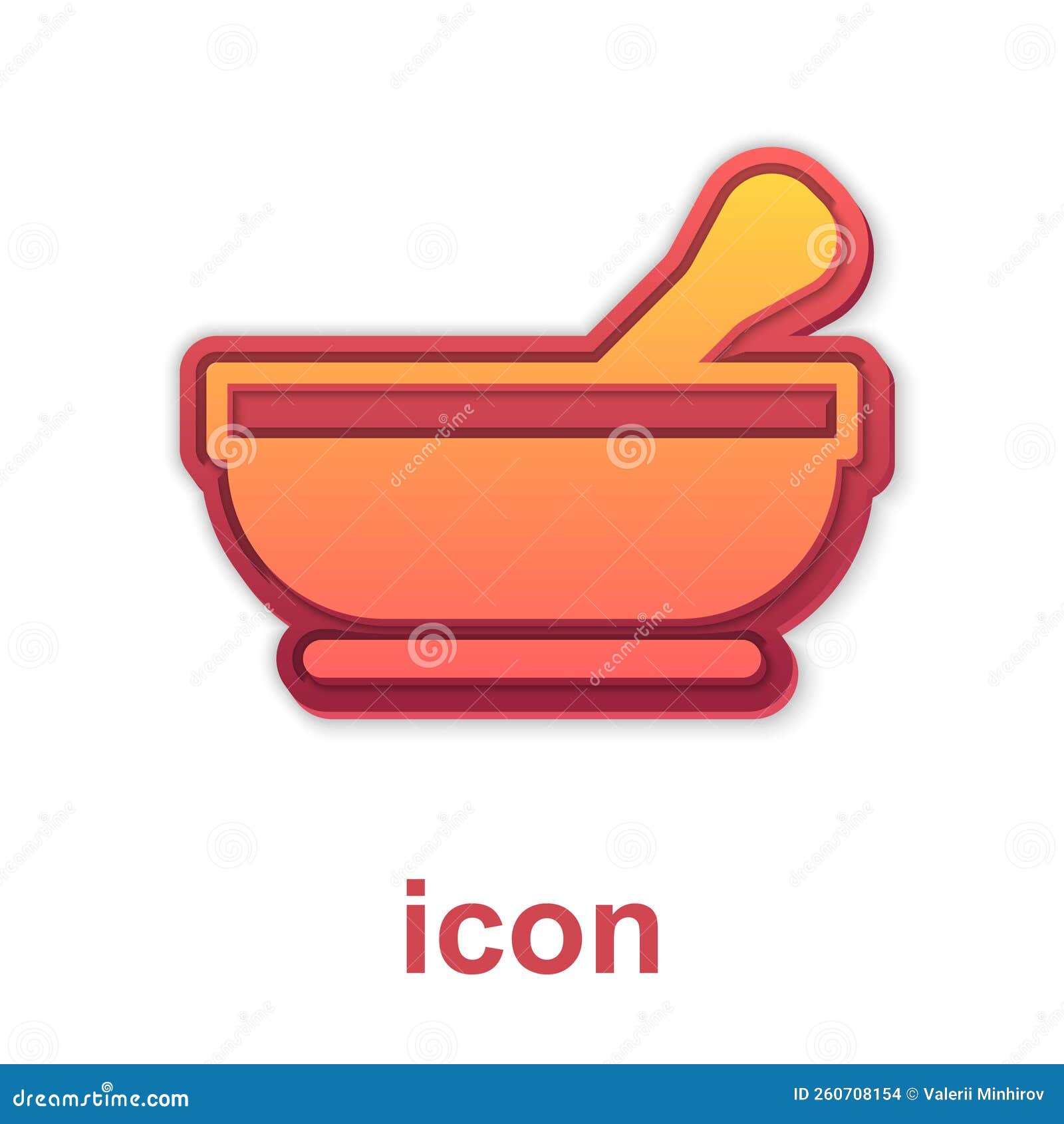Gold Mortar and Pestle Icon Isolated on White Background. Vector Stock Vector Illustration of
