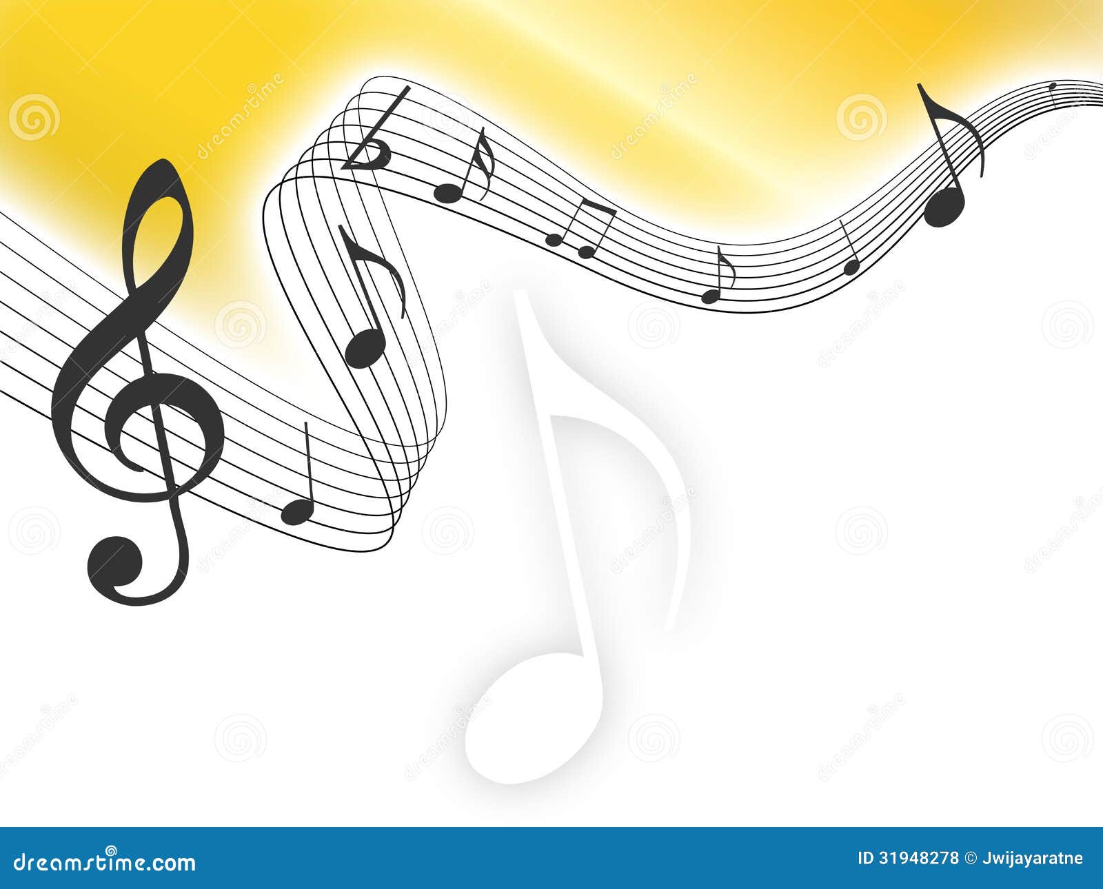 Gold Music Notes On Wavy Lines RoyaltyFree Stock Image CartoonDealer