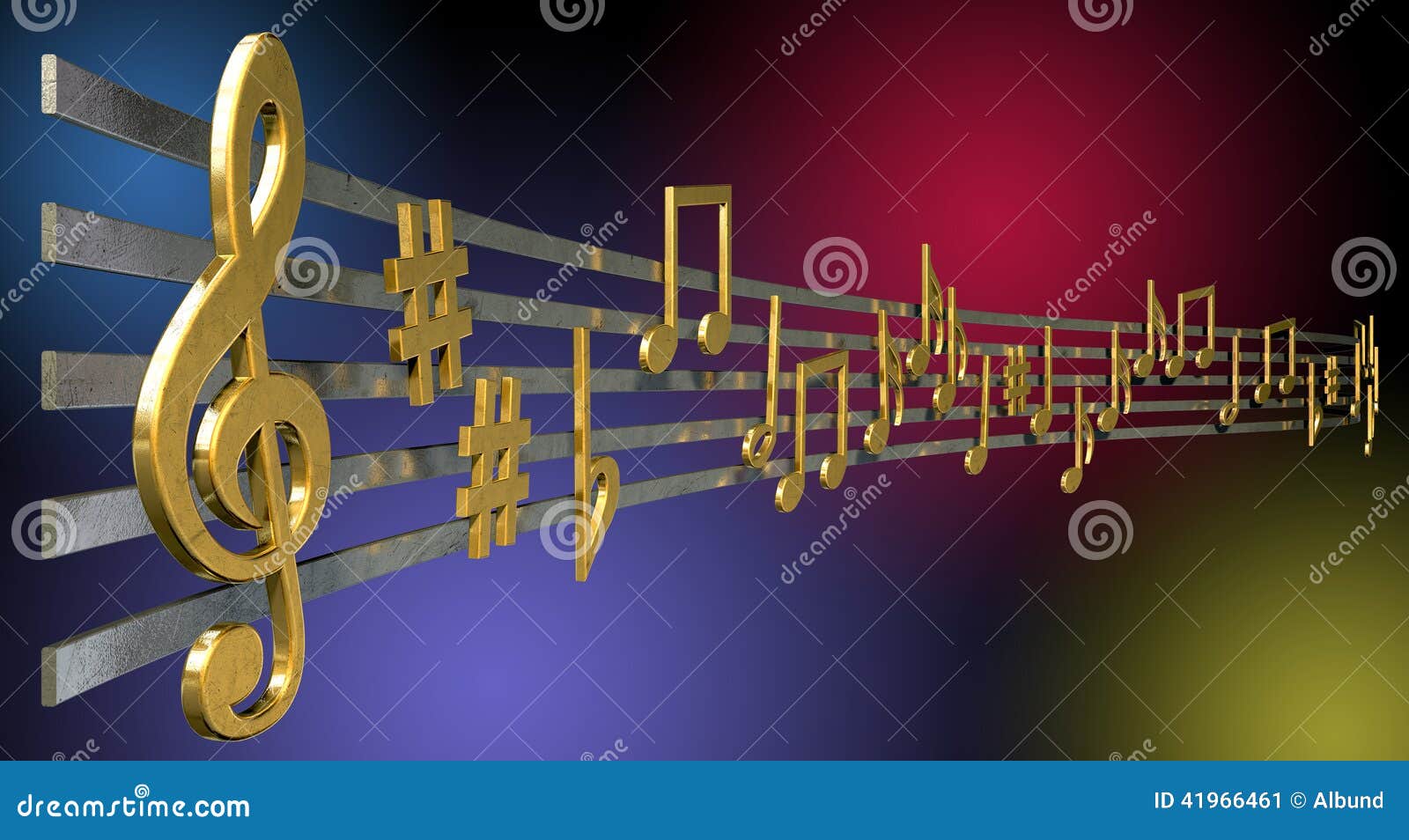 Gold Music Notes On Wavy Lines Stock Illustration - Image: 41966461