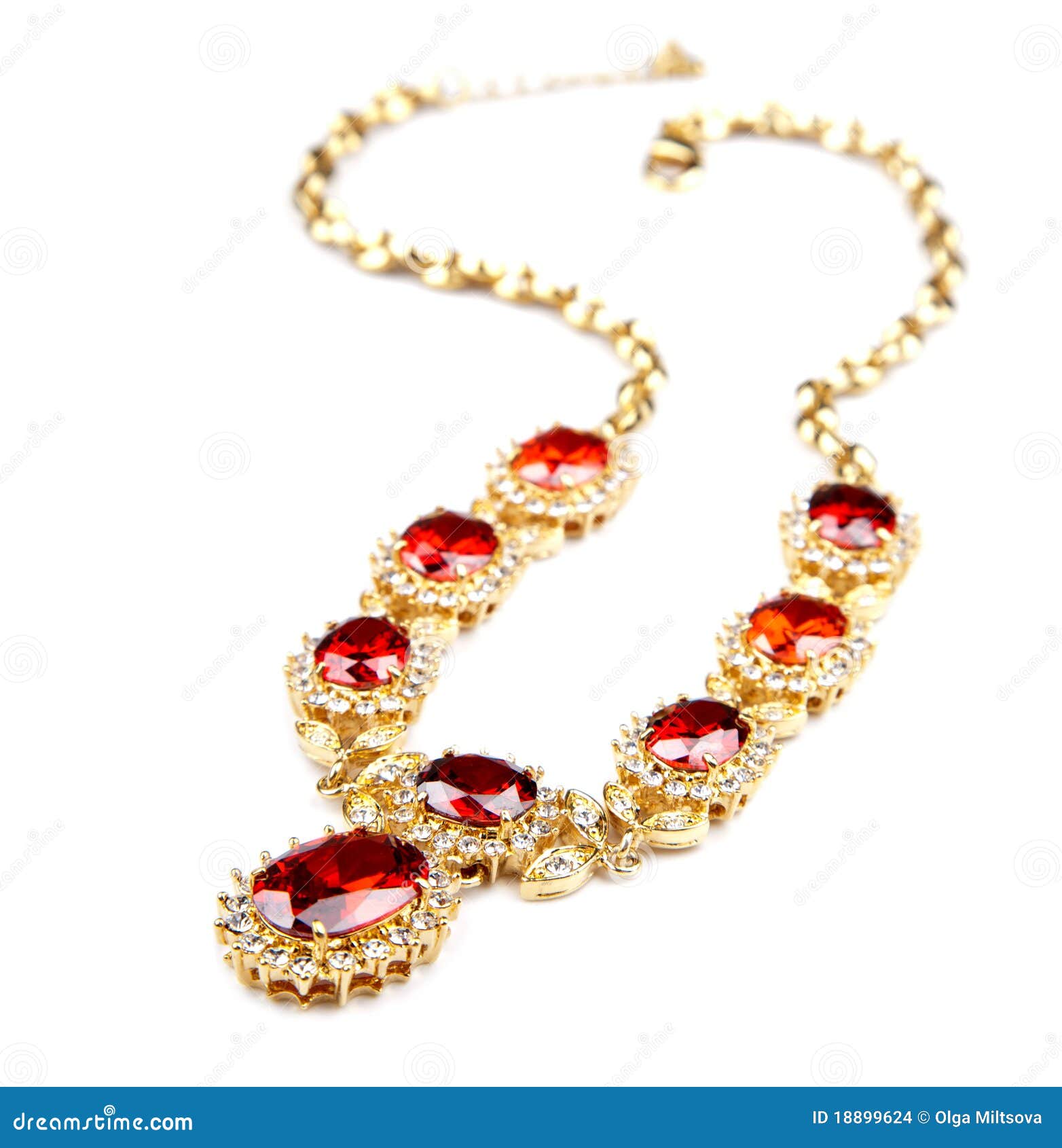 Gold Necklace with Gems Isolated Stock Photo - Image of decoration ...