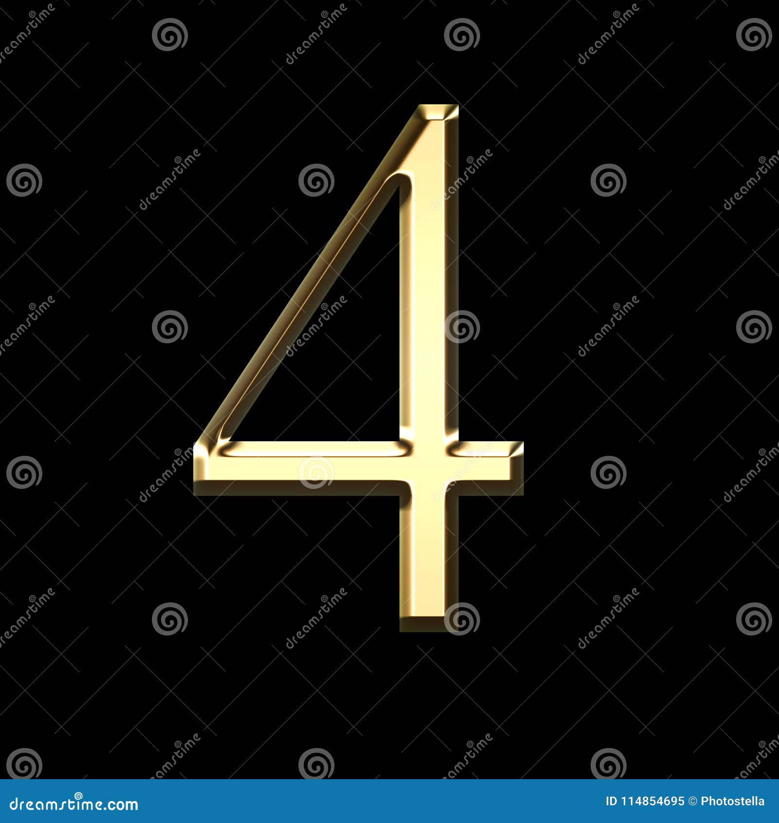 Gold Number Four 3d Illustration Stock Illustration