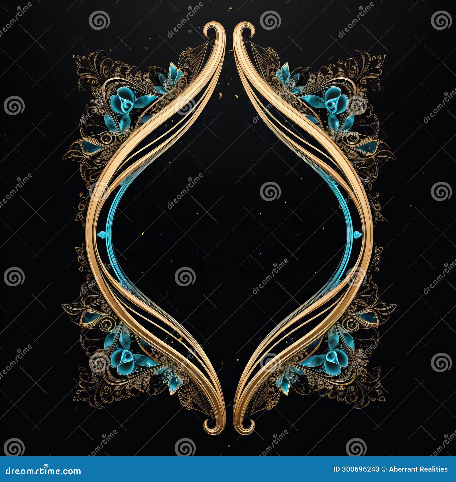 Gold Ornate Frame on Black Background Stock Illustration Illustration