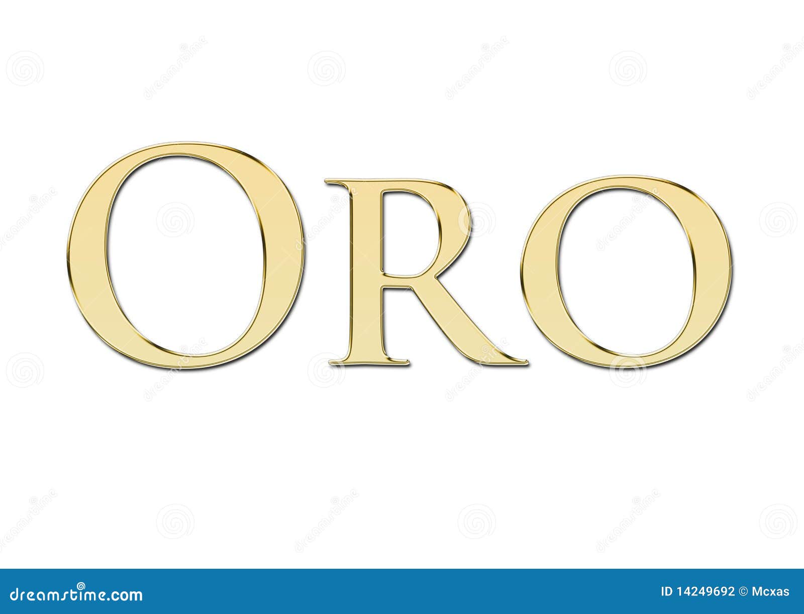 gold (oro in spanish) written in golden letters