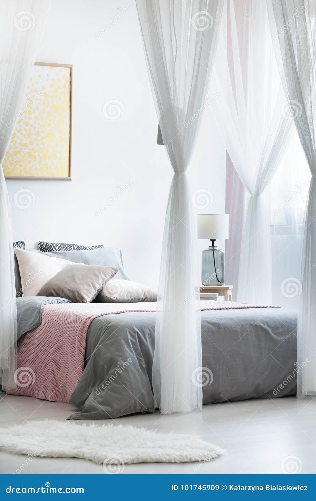 Gold Painting In Canopy Bedroom Stock Image Image Of Bright