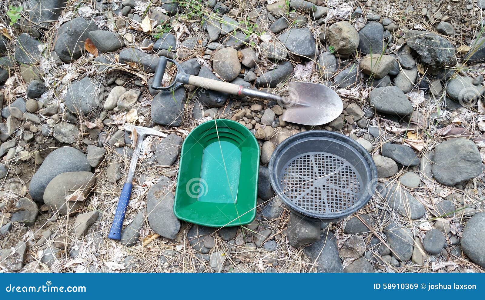 Gold panning stock image. Image of gold, classifier, shovel 58910369