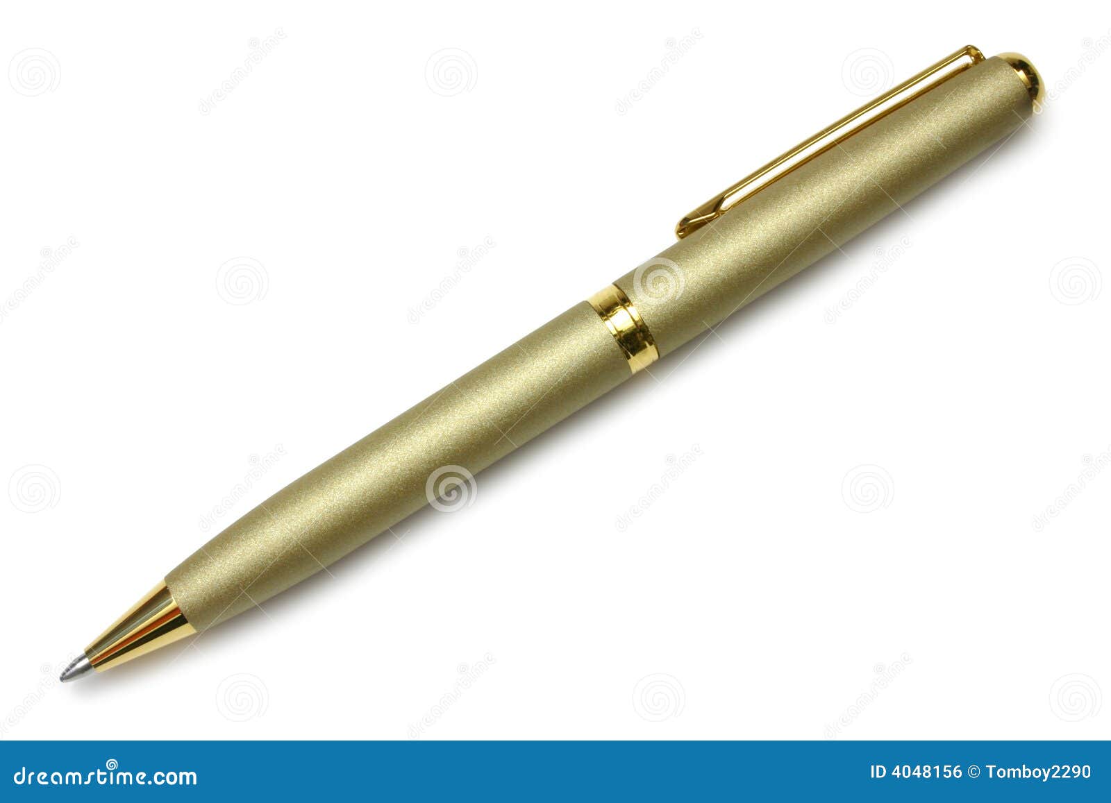 Gold Pen stock photo. Image of implement, biro, white 4048156