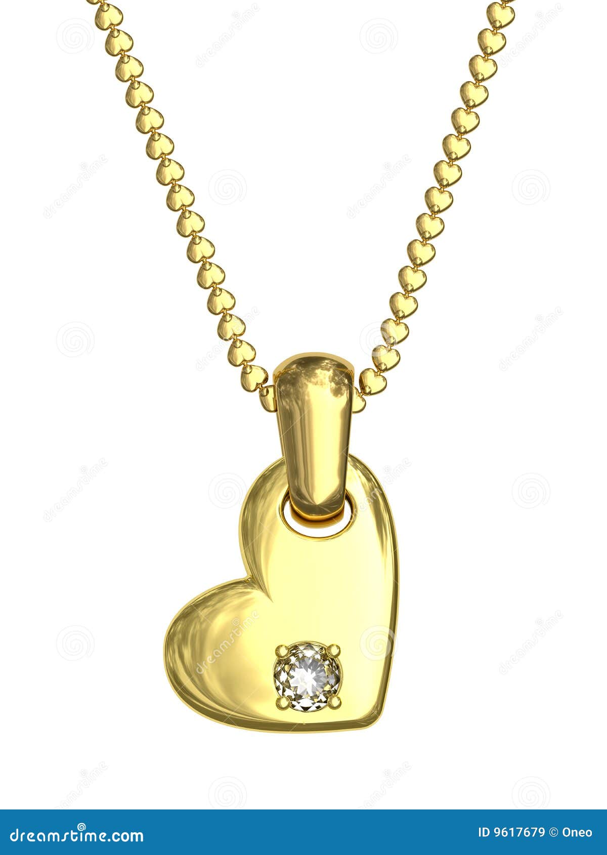 Gold Pendant in Shape of Heart with Diamond Stock Image Image of