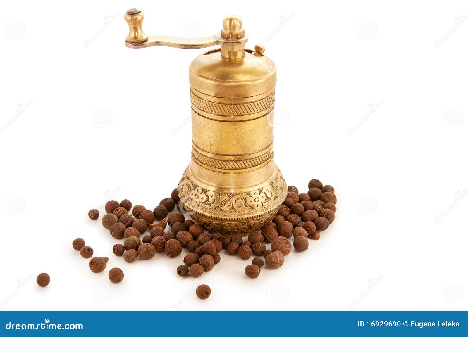 Gold pepper mill stock photo. Image of mill, fresh, kitchen 16929690