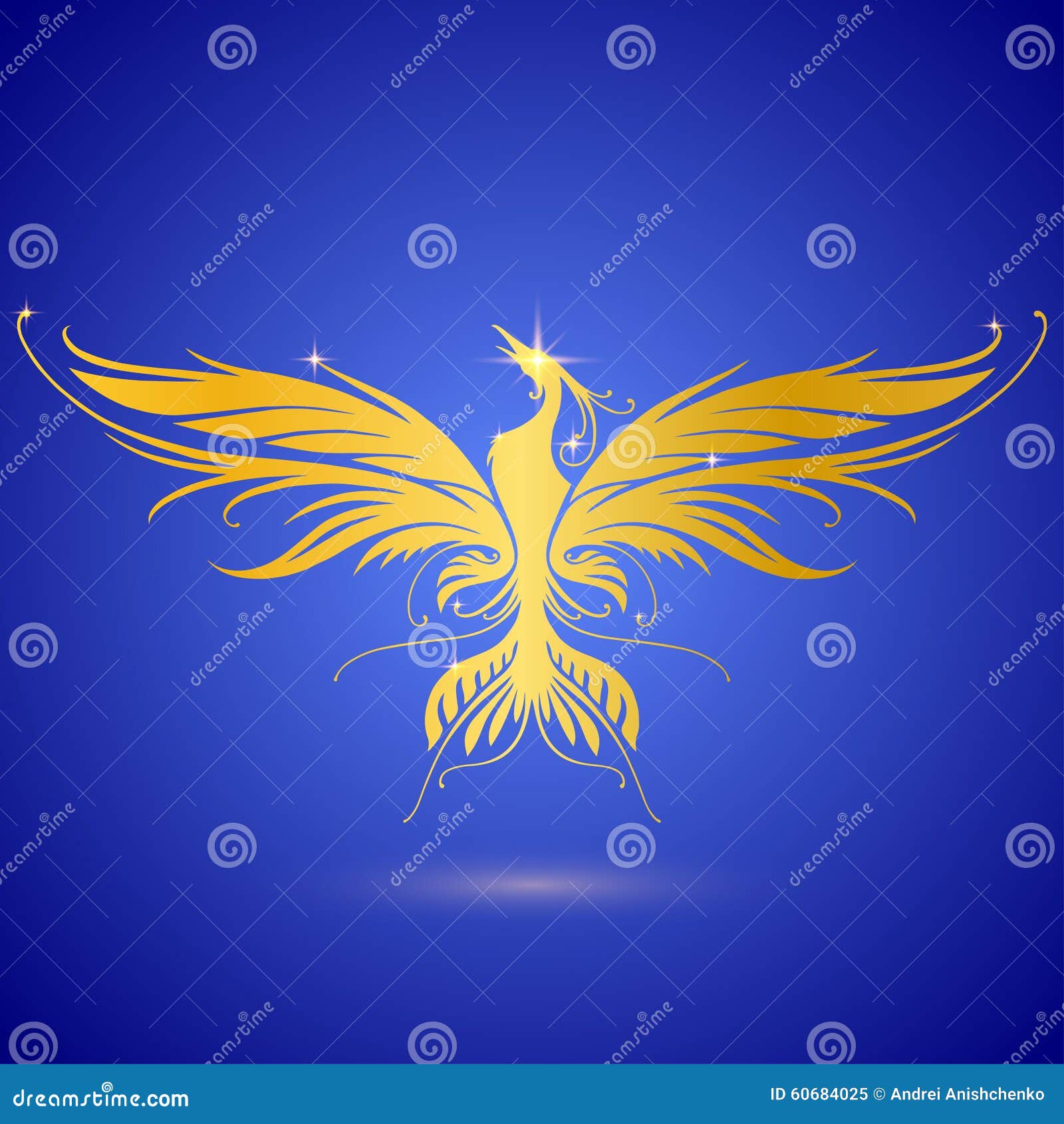 Gold phoenix stock vector. Illustration of flight, mystic - 60684025