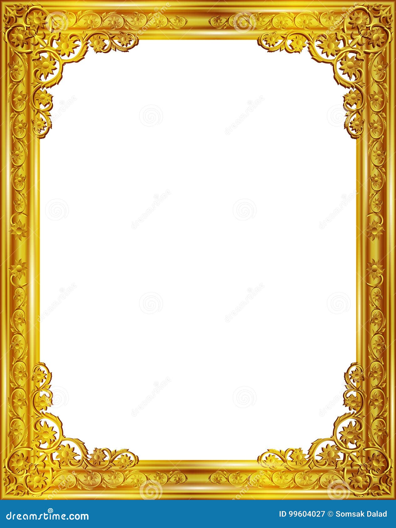 Gold Photo Frame with Corner Thailand Line Floral for Picture ...