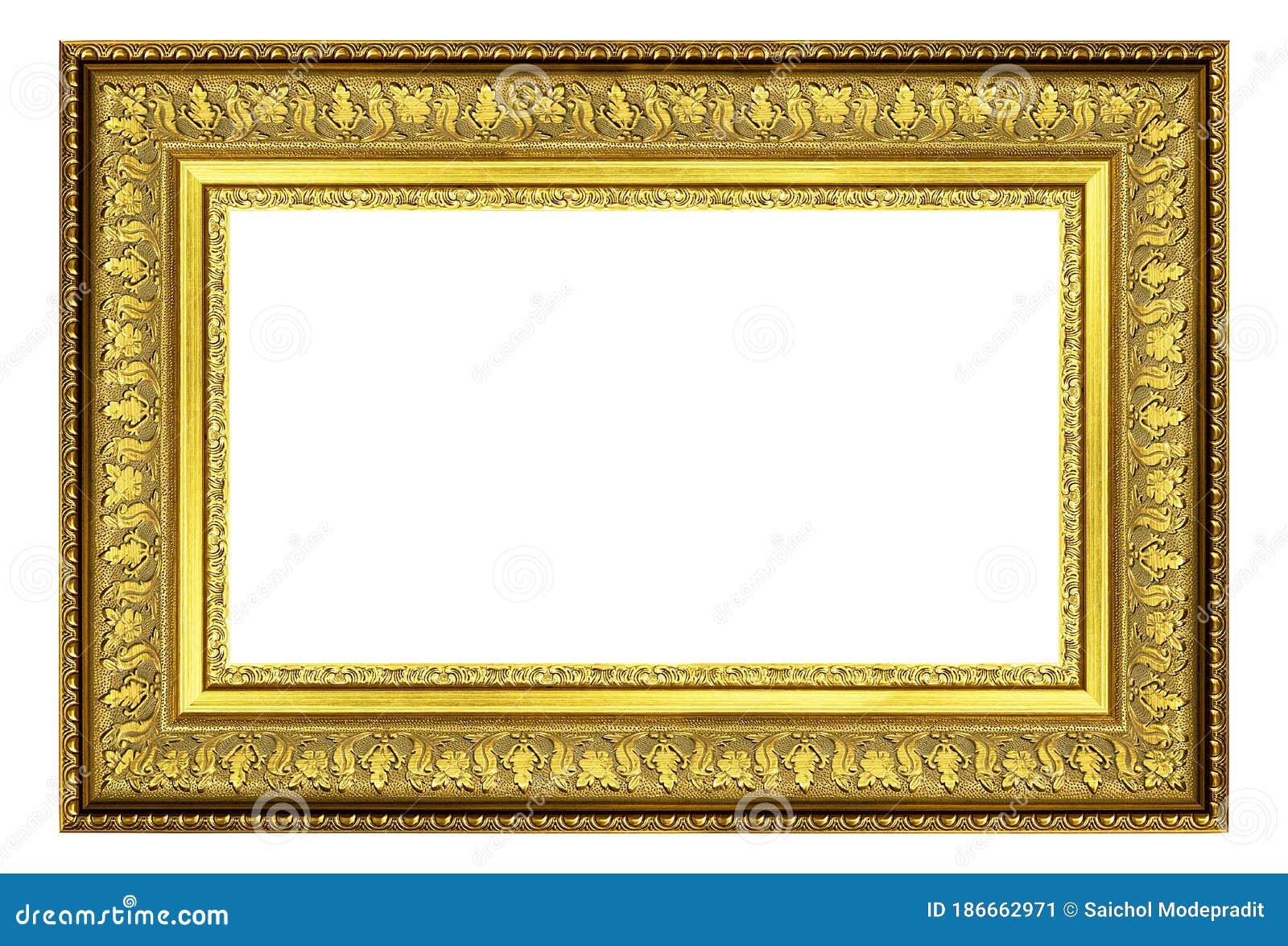 Gold Picture Frame. Isolated on White Background Stock Image Image of