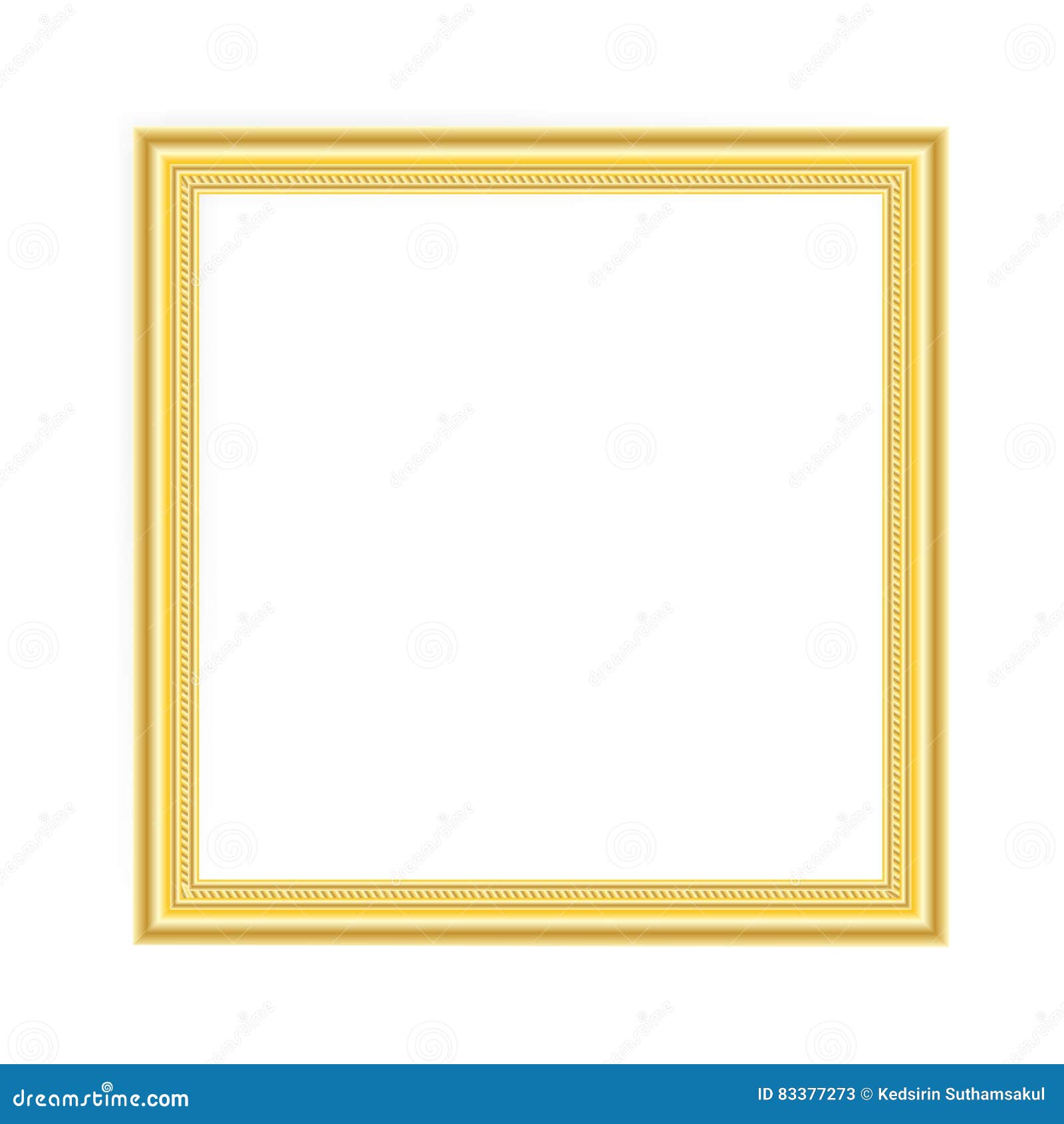 Gold Picture Frame Vector on White Background Stock Vector