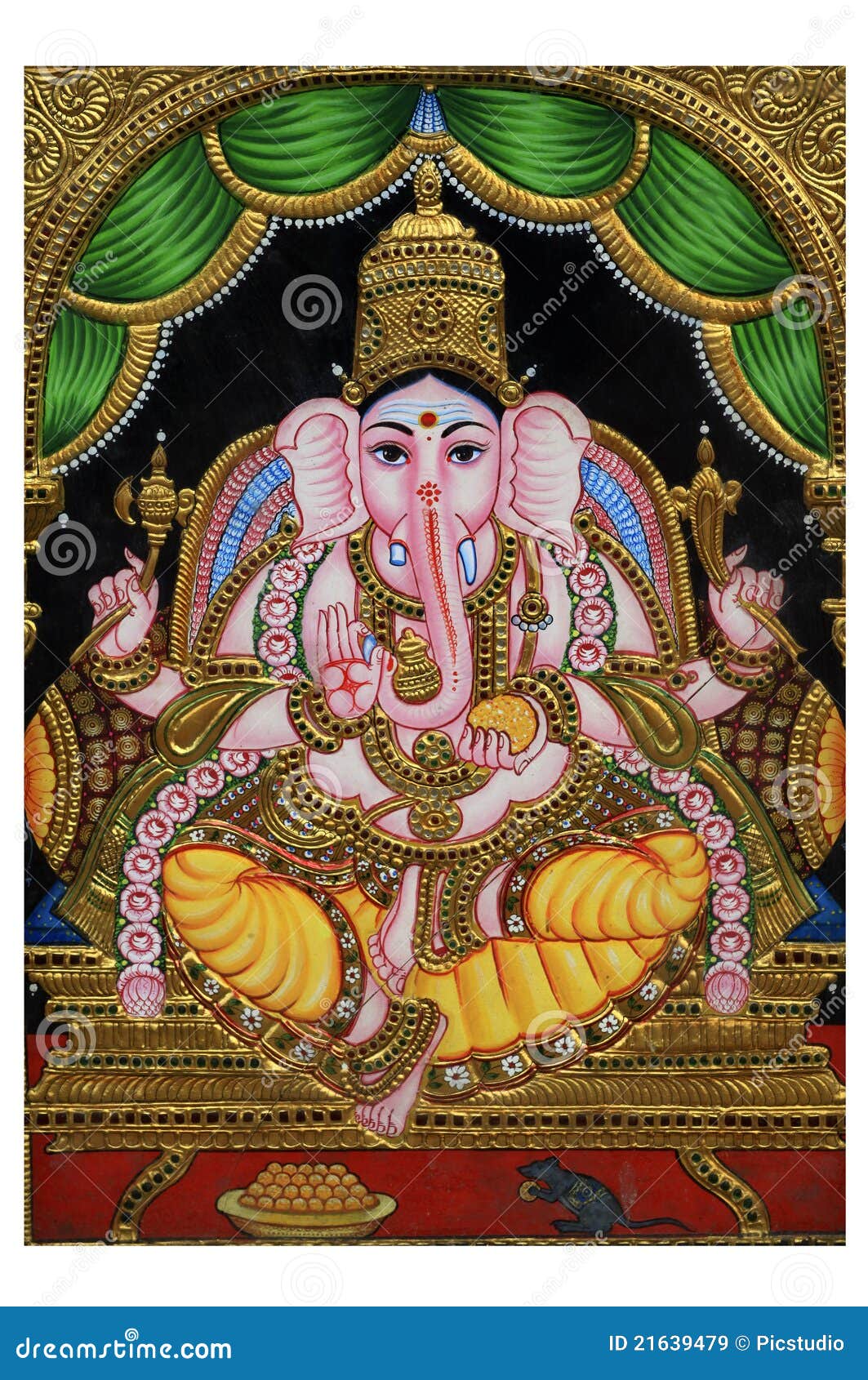 Gold Plated Ganesha Painting Editorial Stock Image - Image of gold