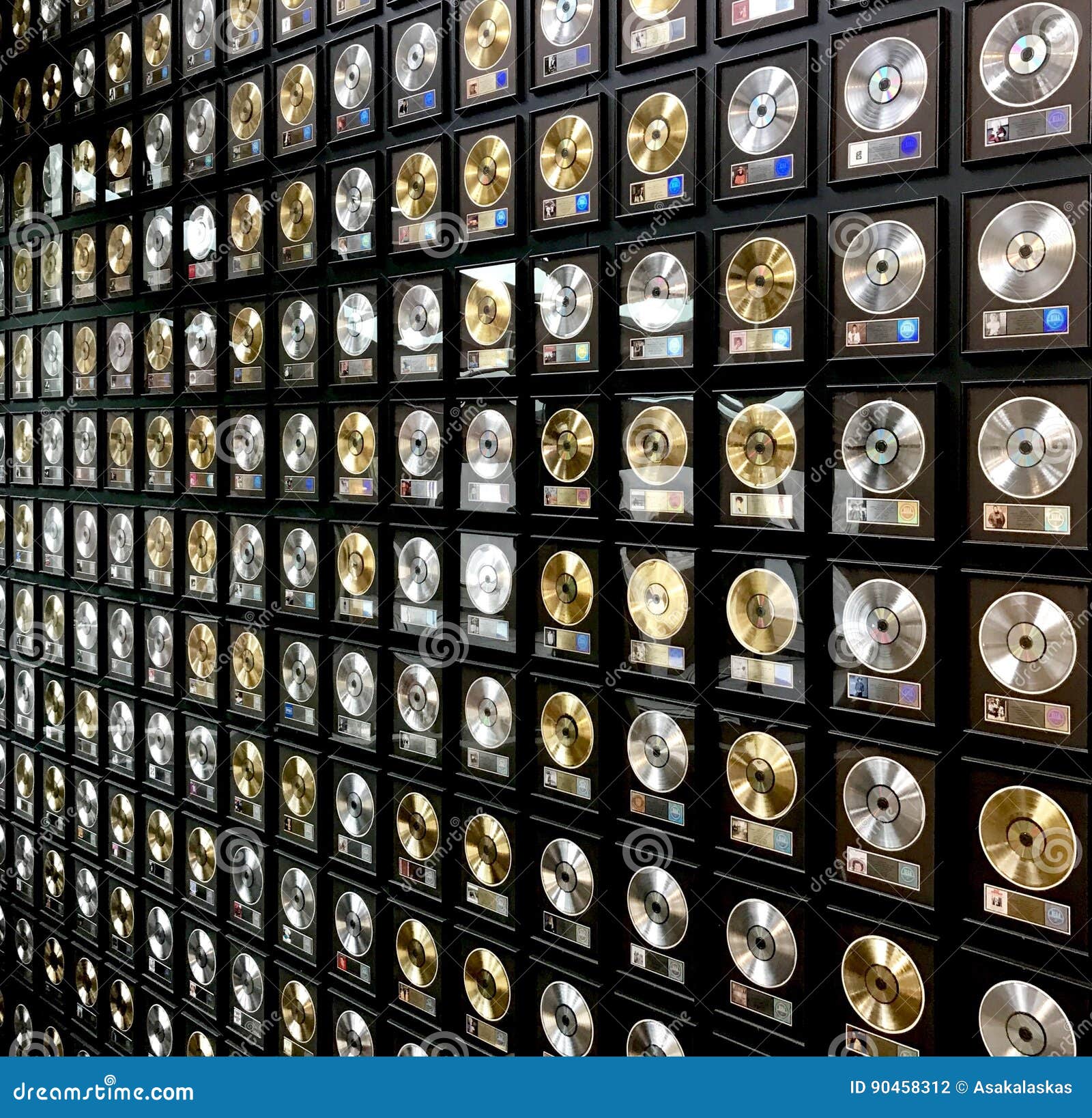 Gold and platinum records editorial photography. Image of records