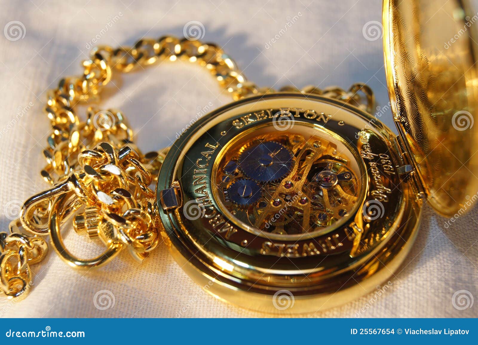 Gold Pocket Watch with Chain Stock Photo Image of color, brass 25567654