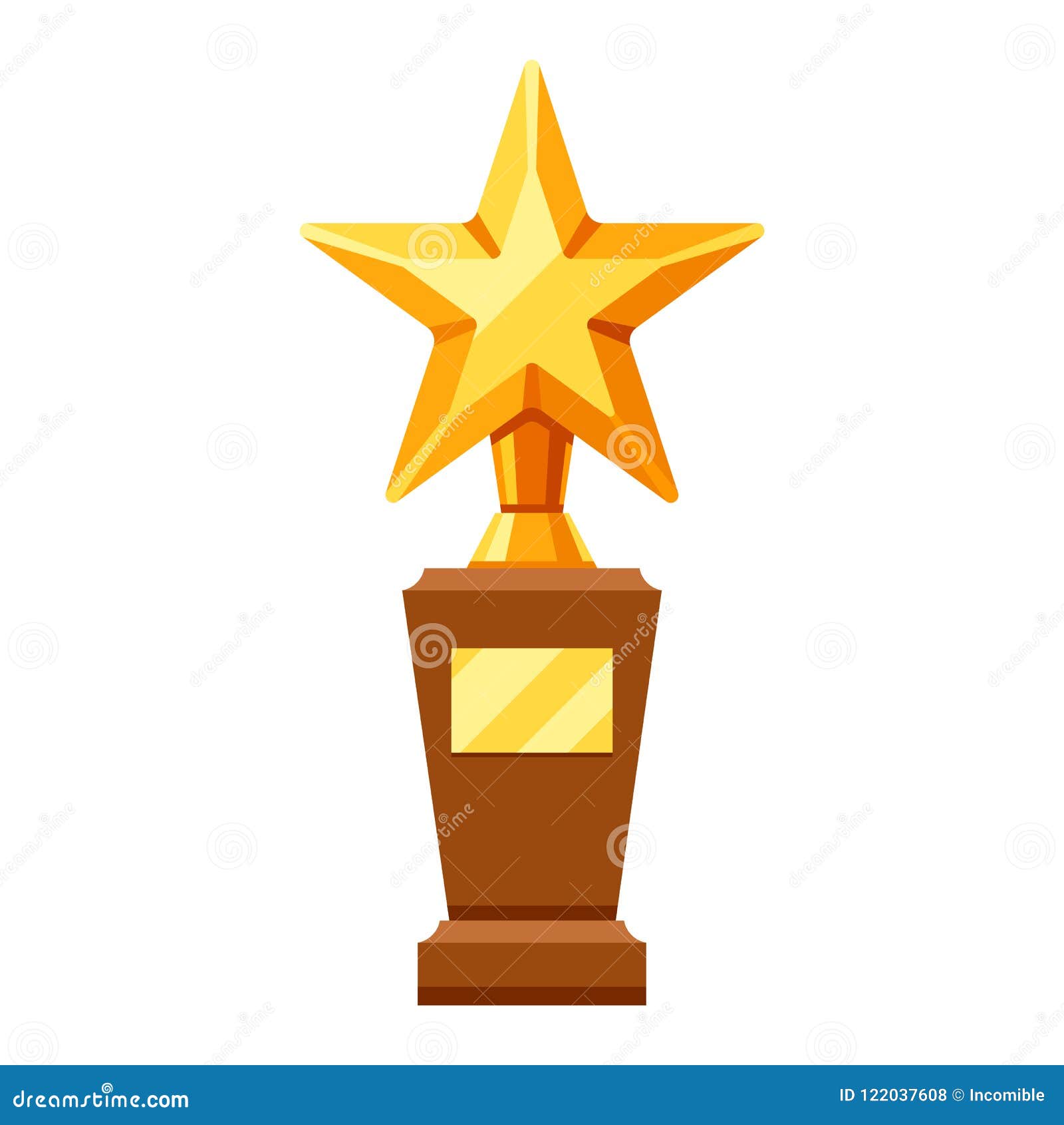 Gold Prize In The Shape Of A Star On A Stand.The Statue In The First
