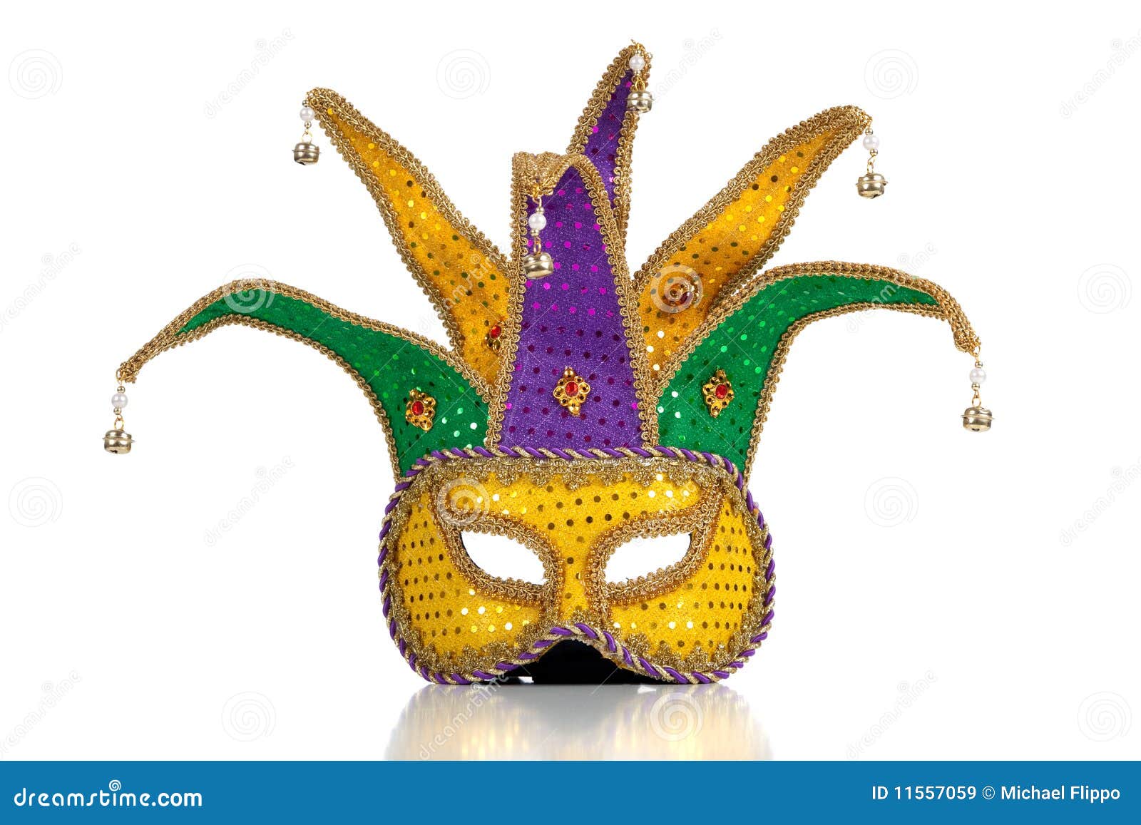 gold, purple and green mardi gra mask