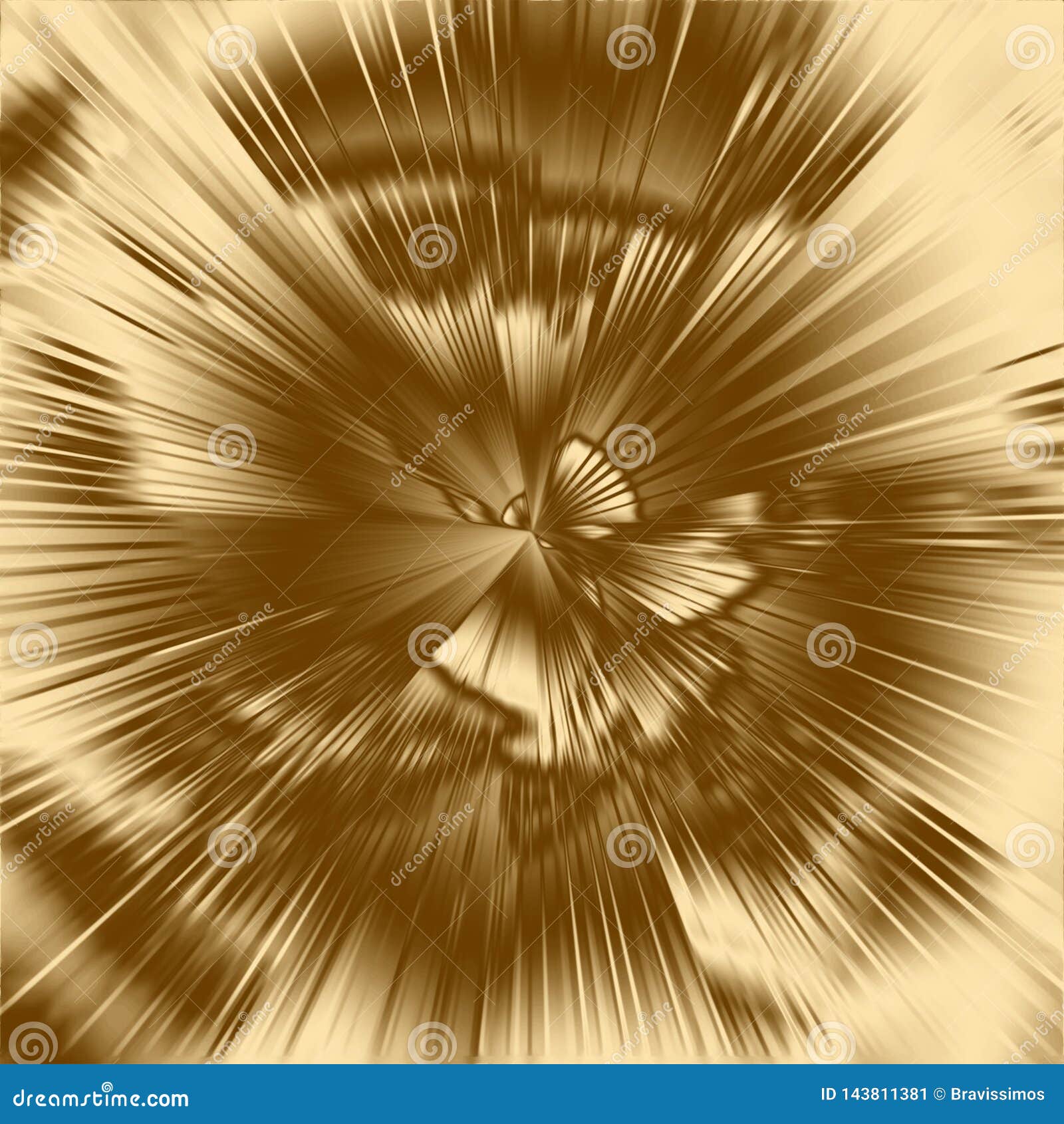 Gold Ray Background and Glowing Beam Texture, Abstract Illustration