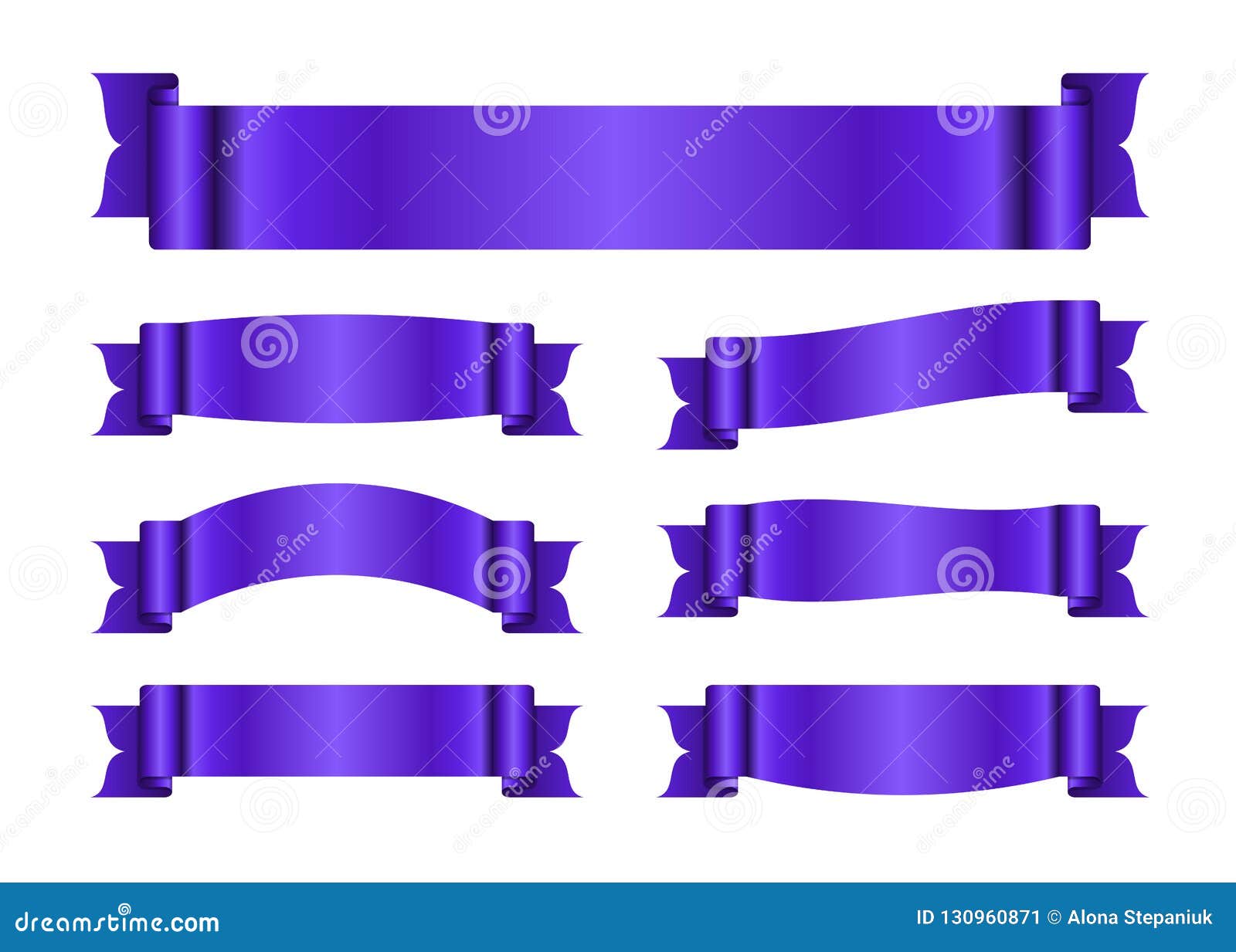 Gold Ribbon Banners Set Silk Stock Vector - Illustration of purple