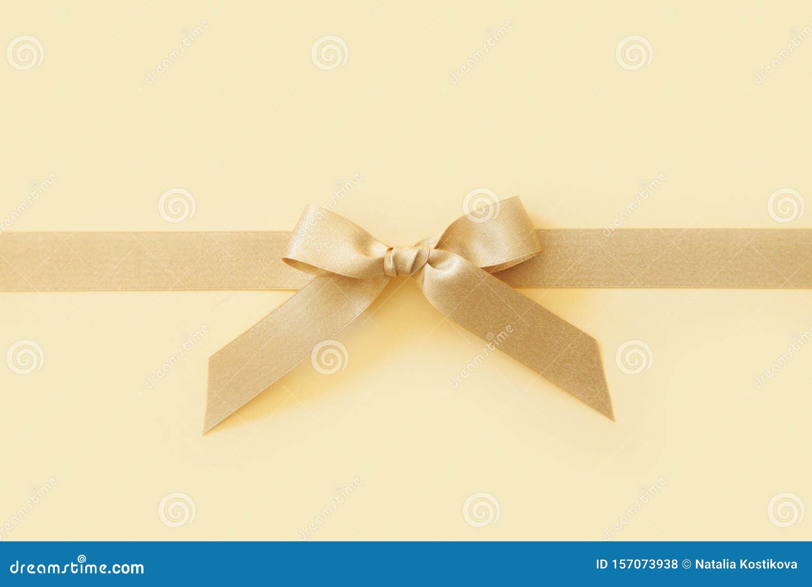 Cross Thin Gold Ribbon Bow Isolated Stock Photo 1395979763