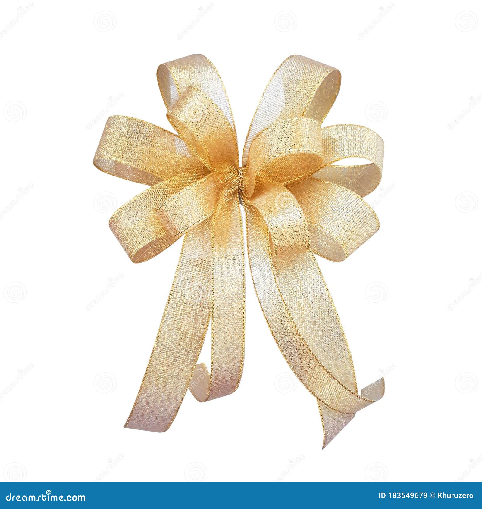 Gold Ribbon Bow Isolated on White Stock Image Image of ribbon